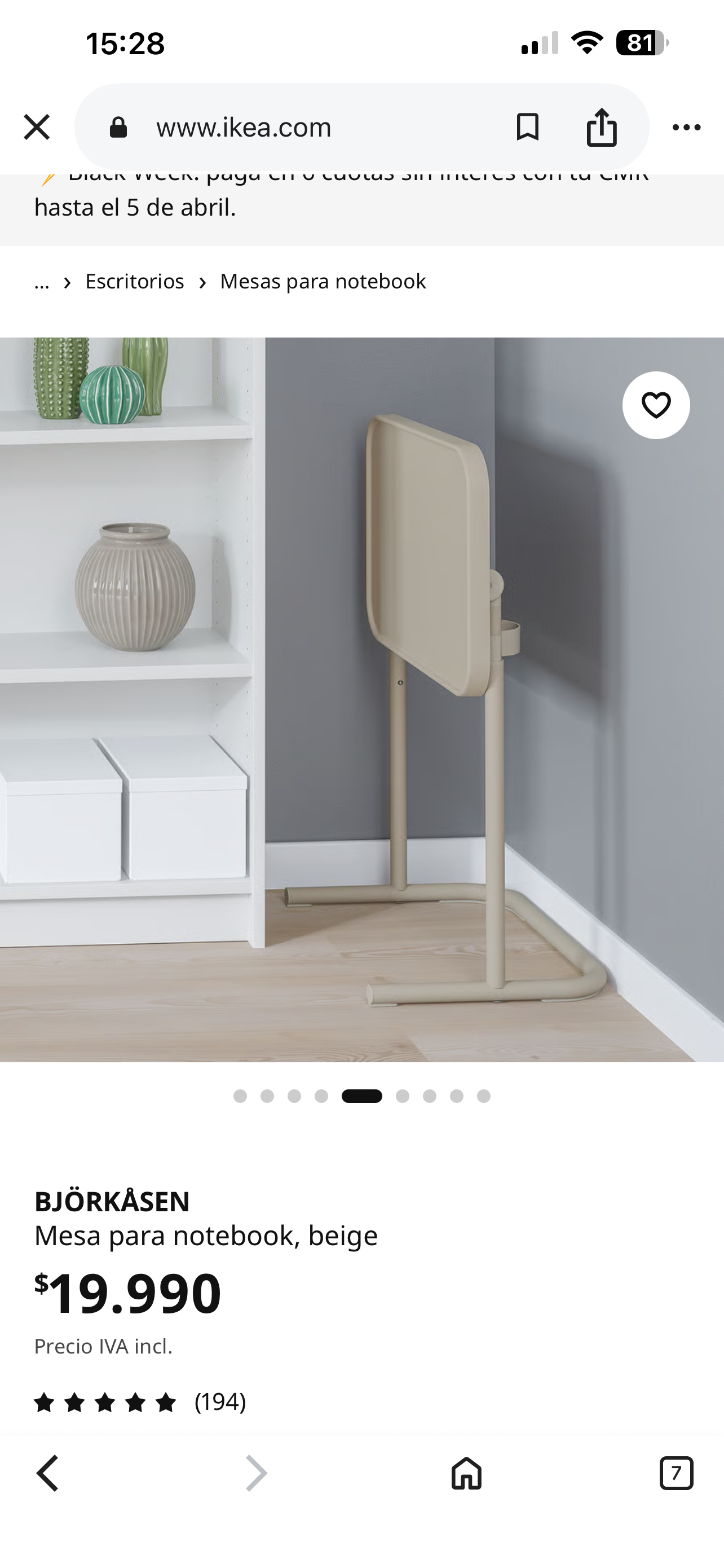 Mesa para notebook beige IKEA - 3