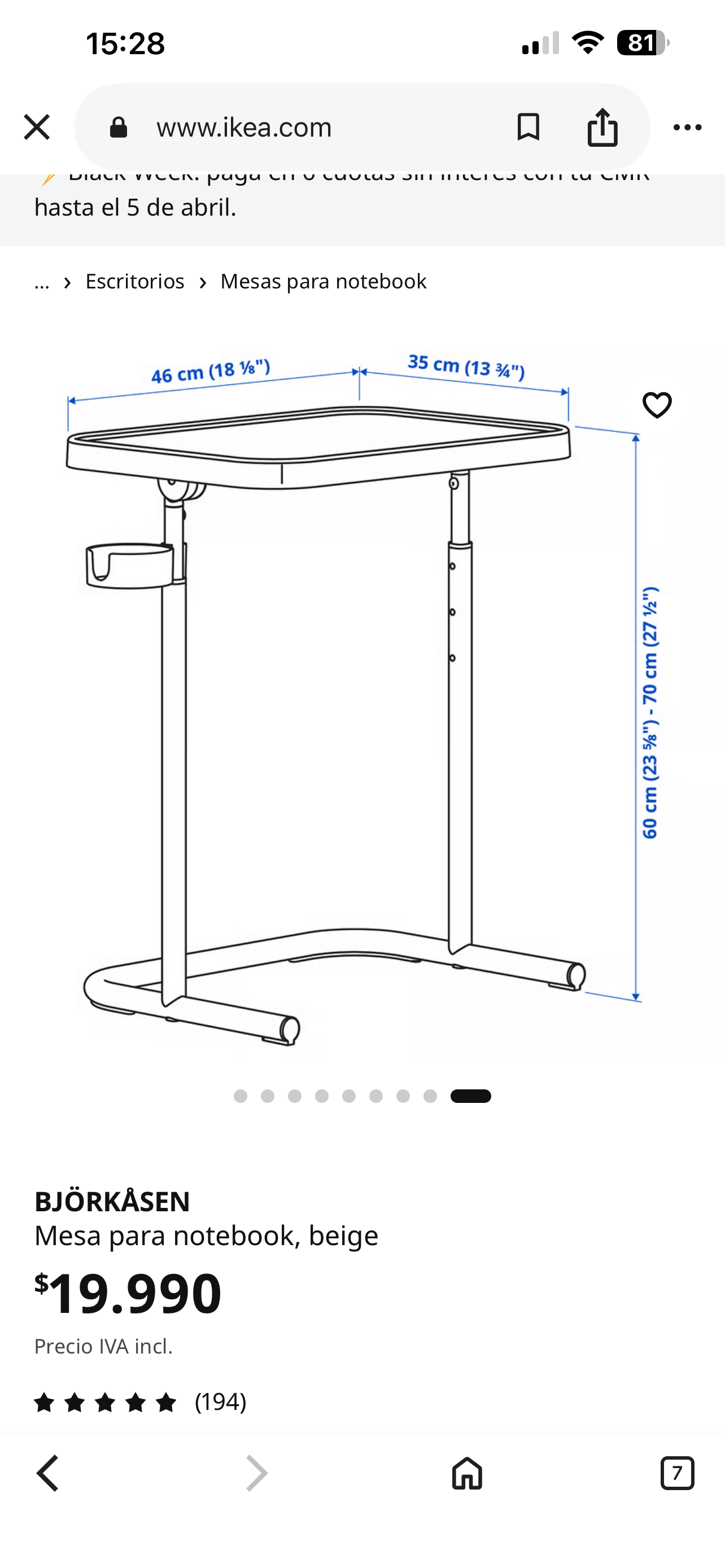 Mesa para notebook beige IKEA - 4
