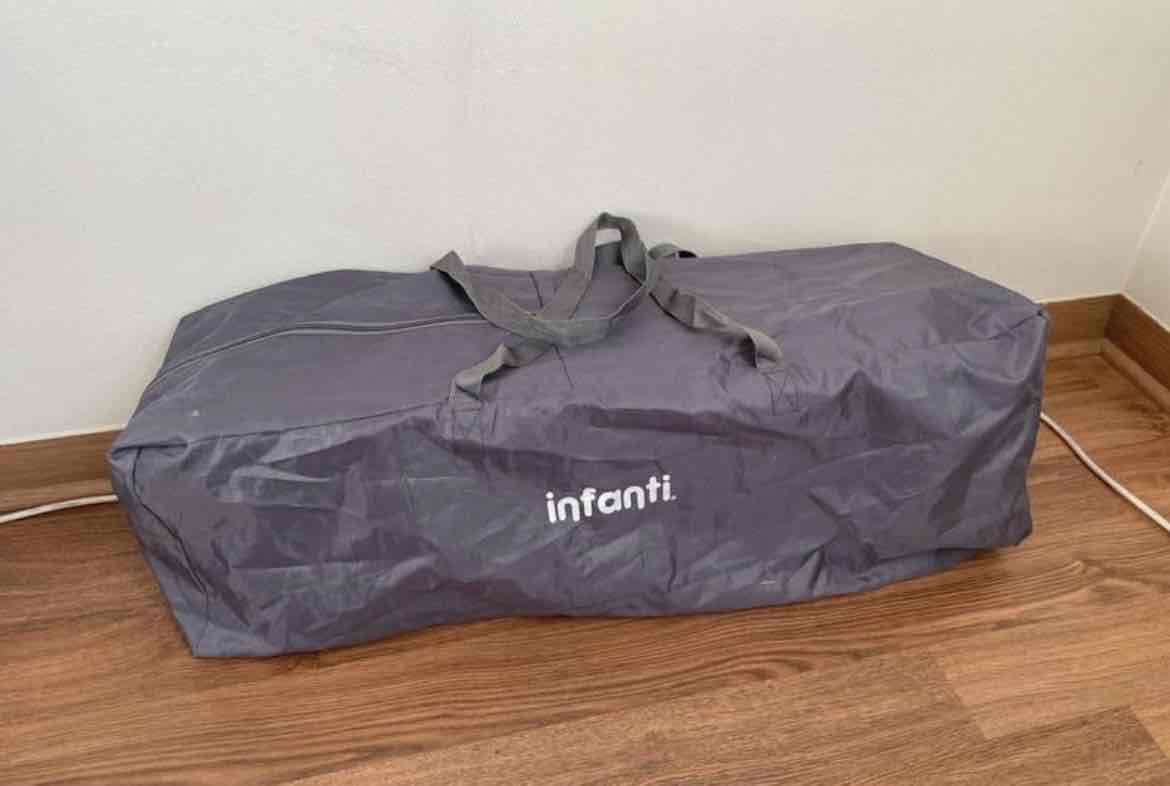 Cuna corral colecho gris con colchón - miniatura 3