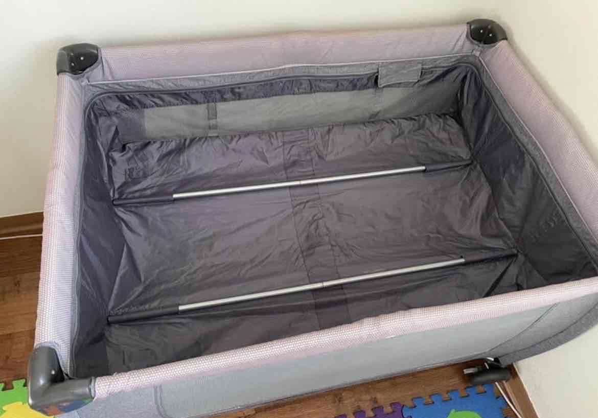 Cuna corral colecho gris con colchón - miniatura 4