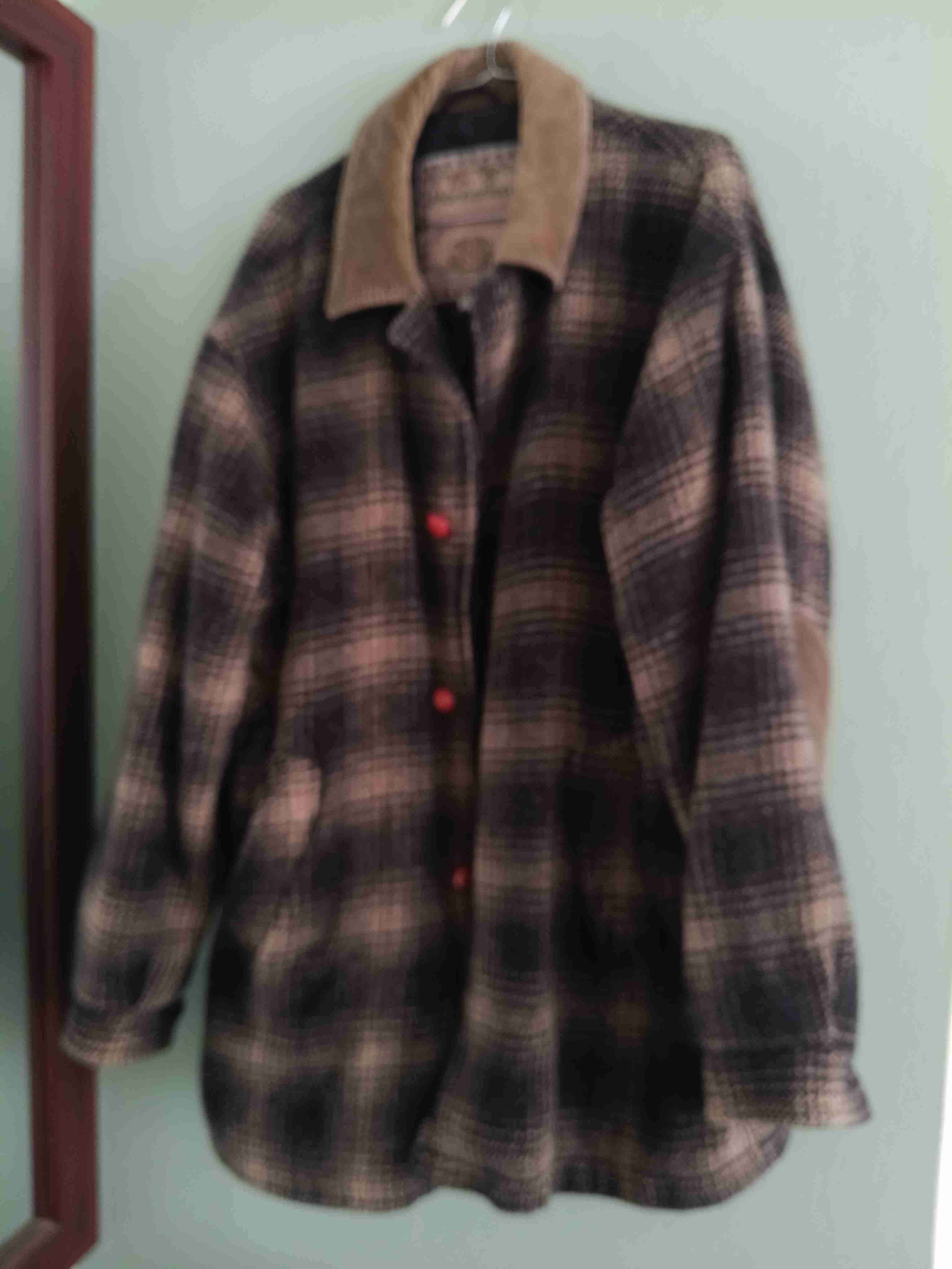 Abrigo de lana cuadros marrón - miniatura 2