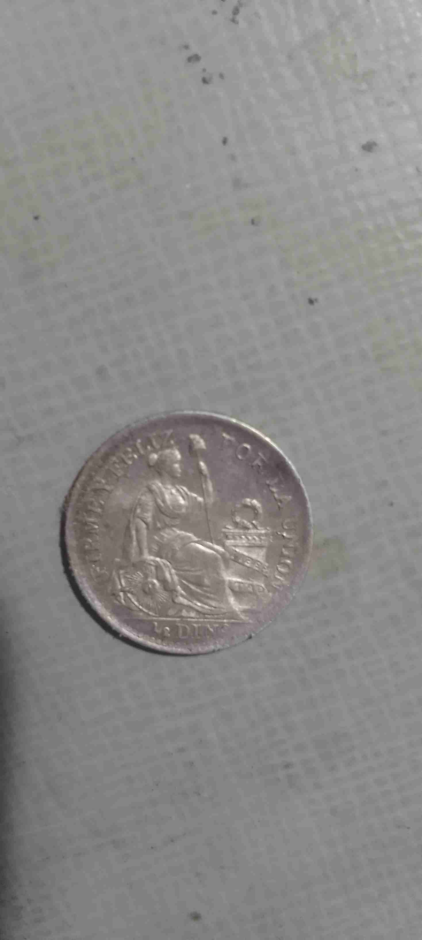 Moneda de plata Perú 1/2 dinero 1913 - miniatura 2