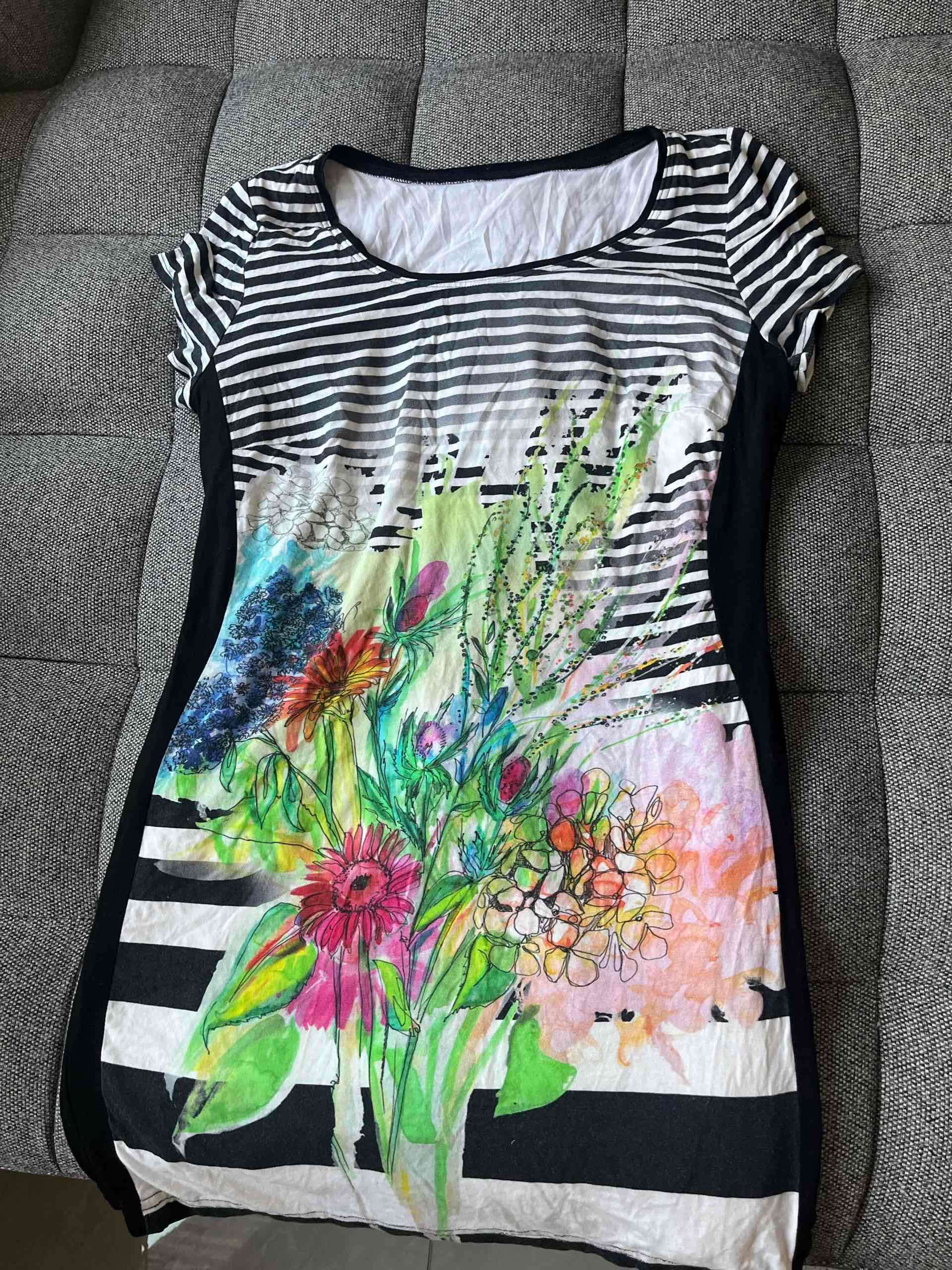 Vestido estampado rayado floral - miniatura 2