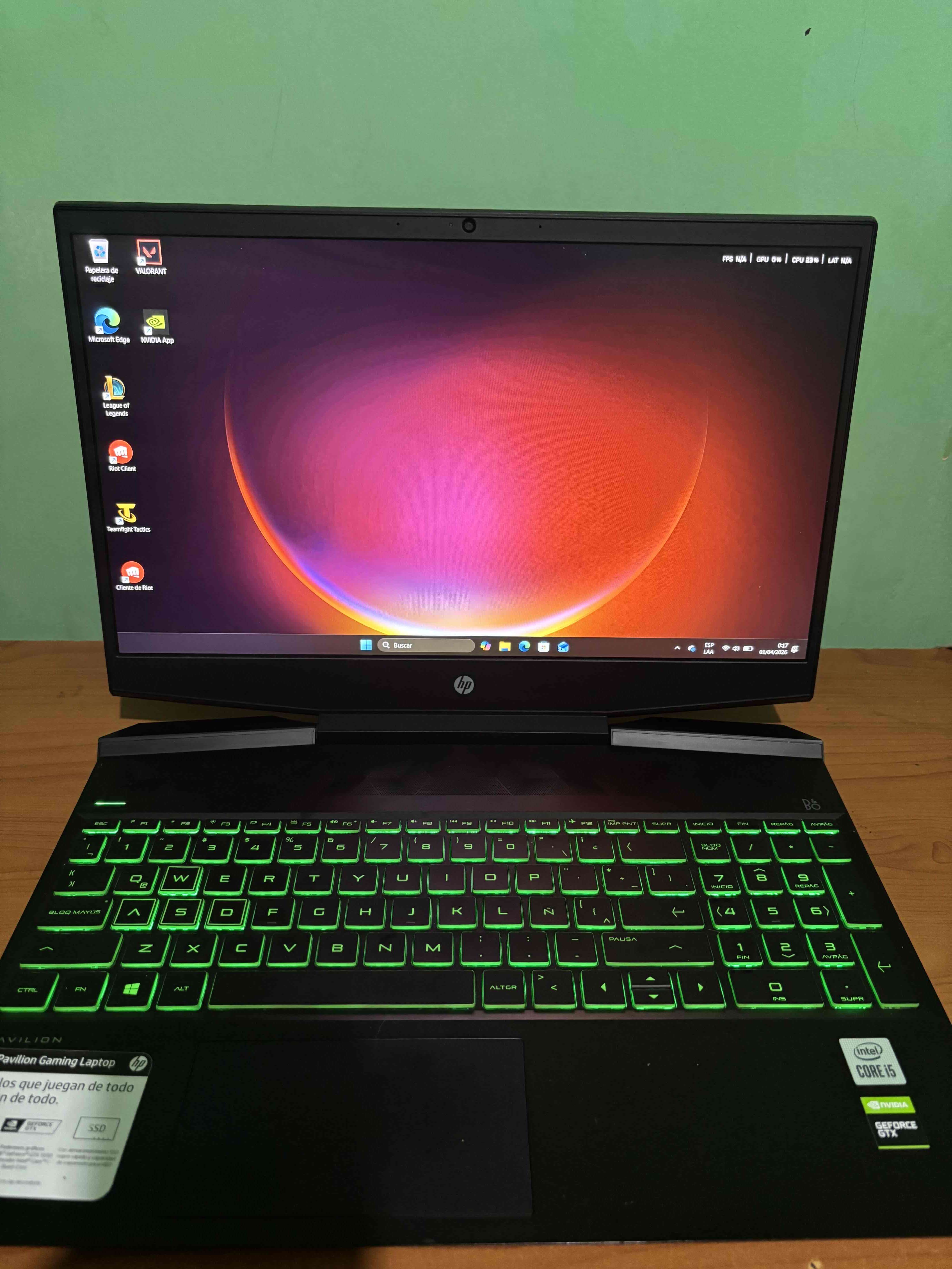 Portátil HP Gaming con teclado RGB