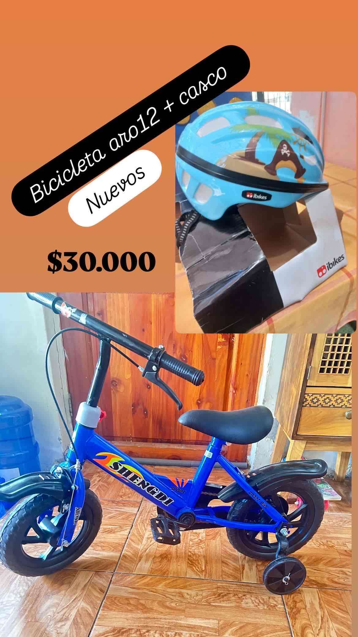 Bicicleta aro 12 con casco