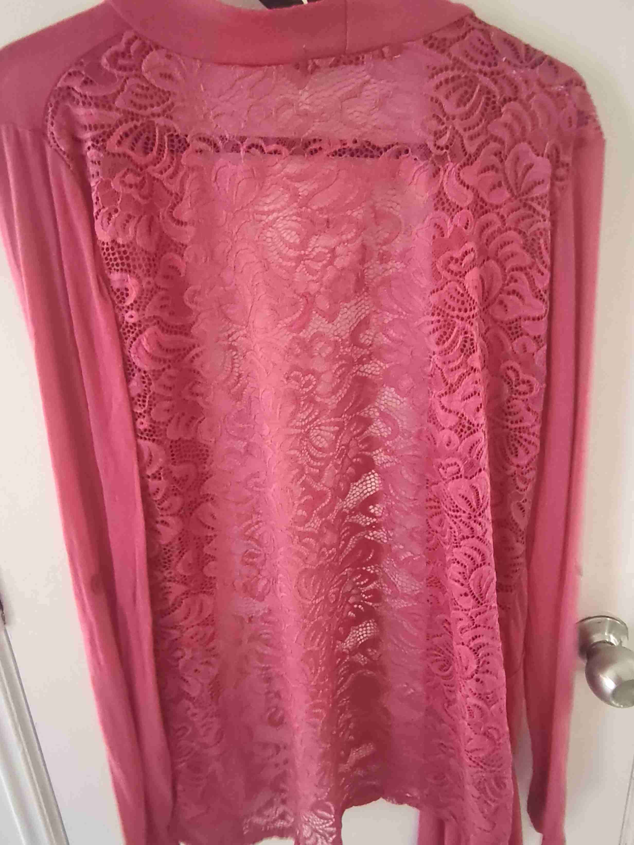 Cárdigan rojo con encaje - miniatura 2