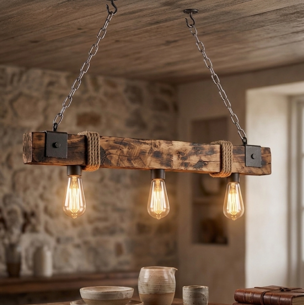 Lámpara colgante rústica con bombillas