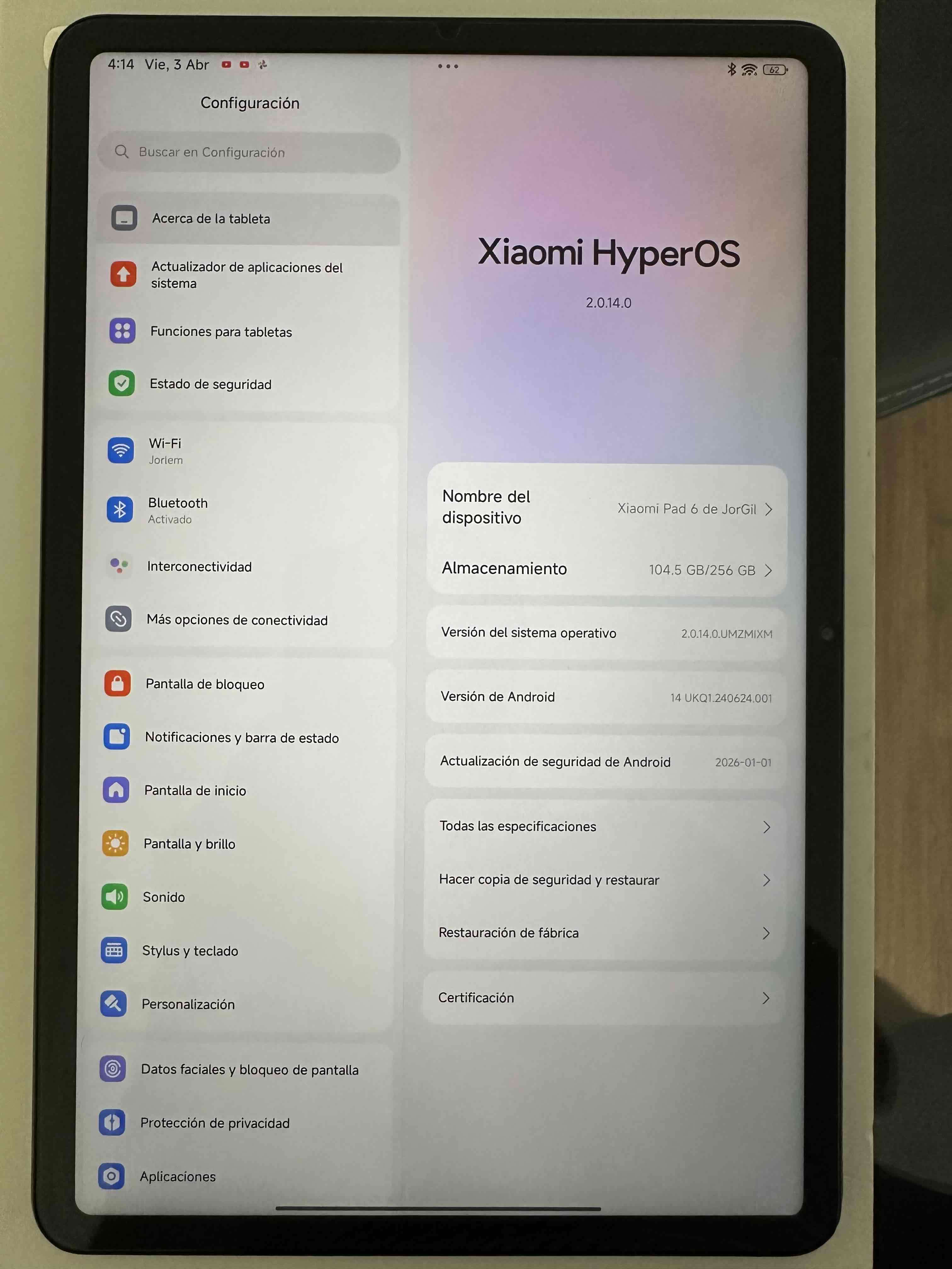 Xiaomi Pad 6 (versión 8GB RAM + 256GB alm.)