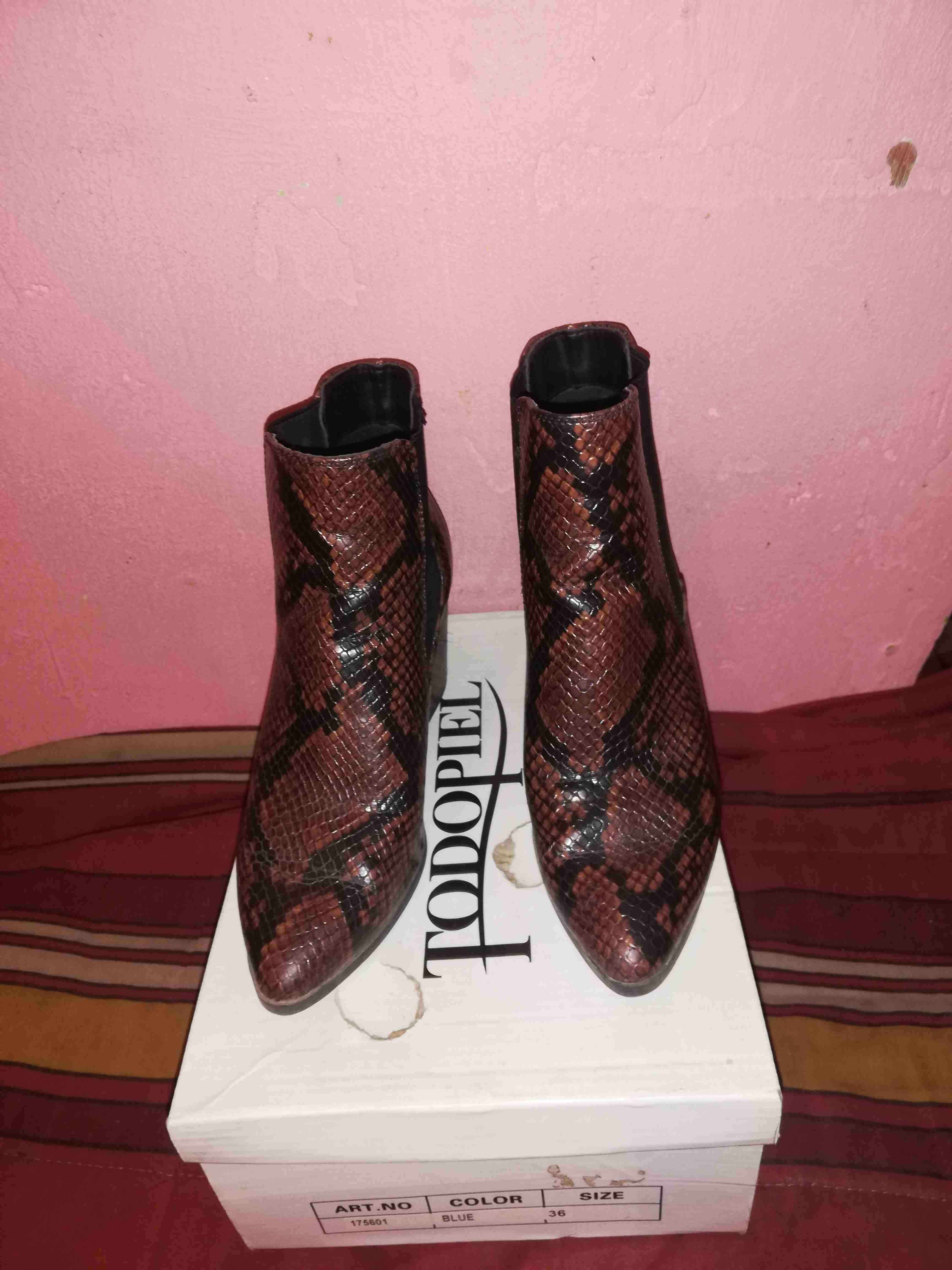 Botines cuero estampado serpiente - 1