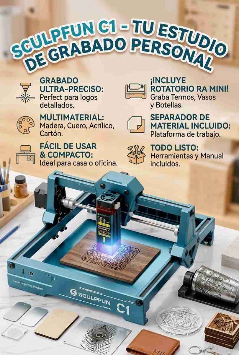 Máquina cortadora láser SCULPFUN C1 + Rodillo - miniatura 3