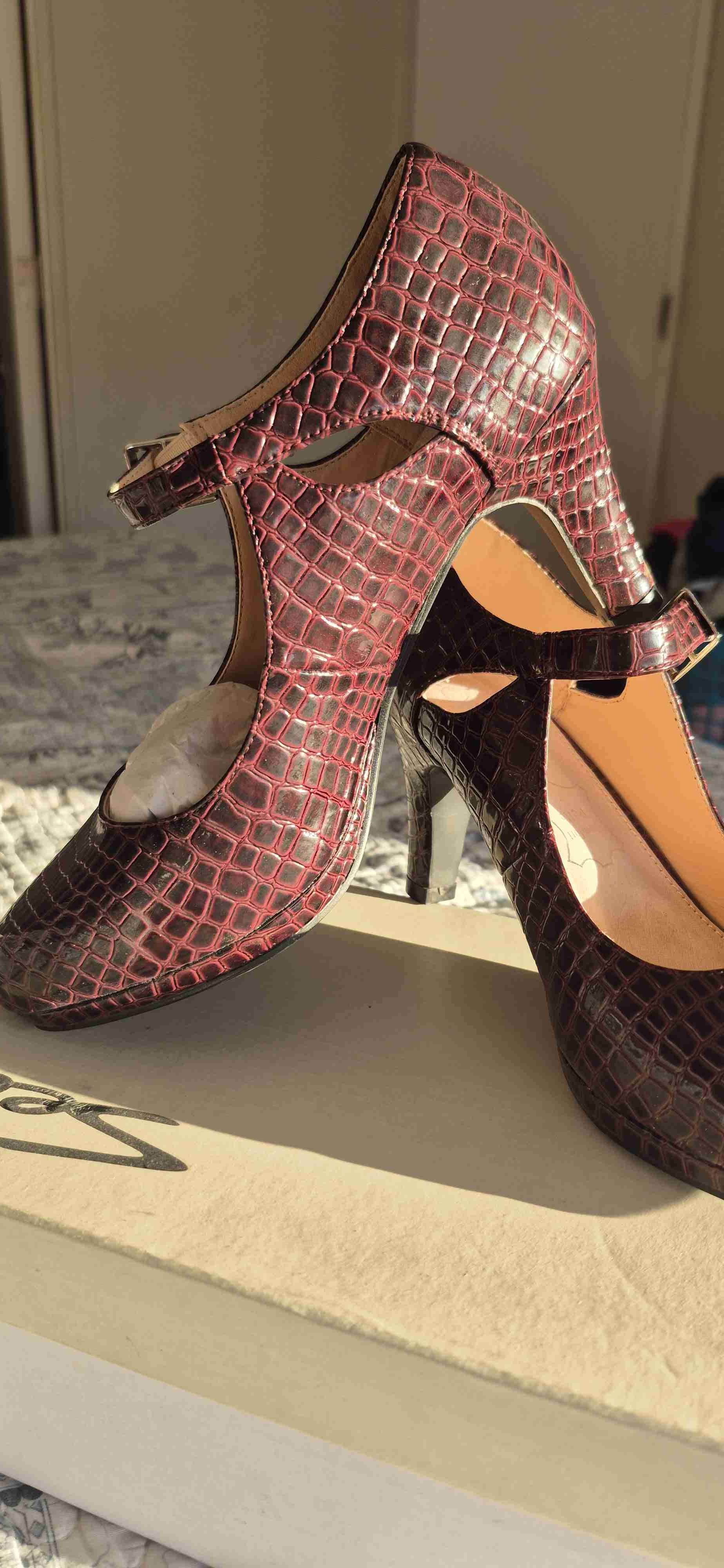 Zapatos taco medio charol rojizo - 3