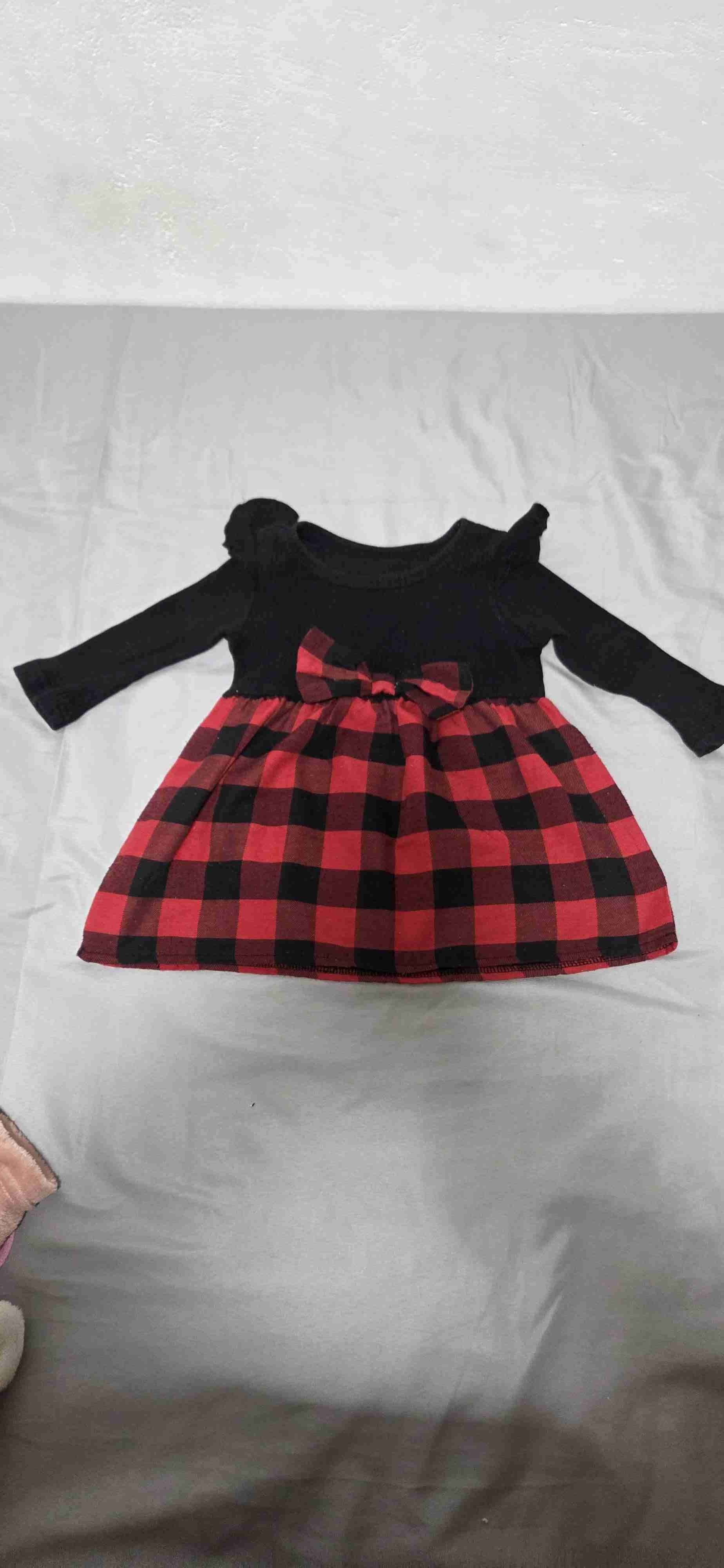 Vestido infantil cuadros rojo y negro - 1