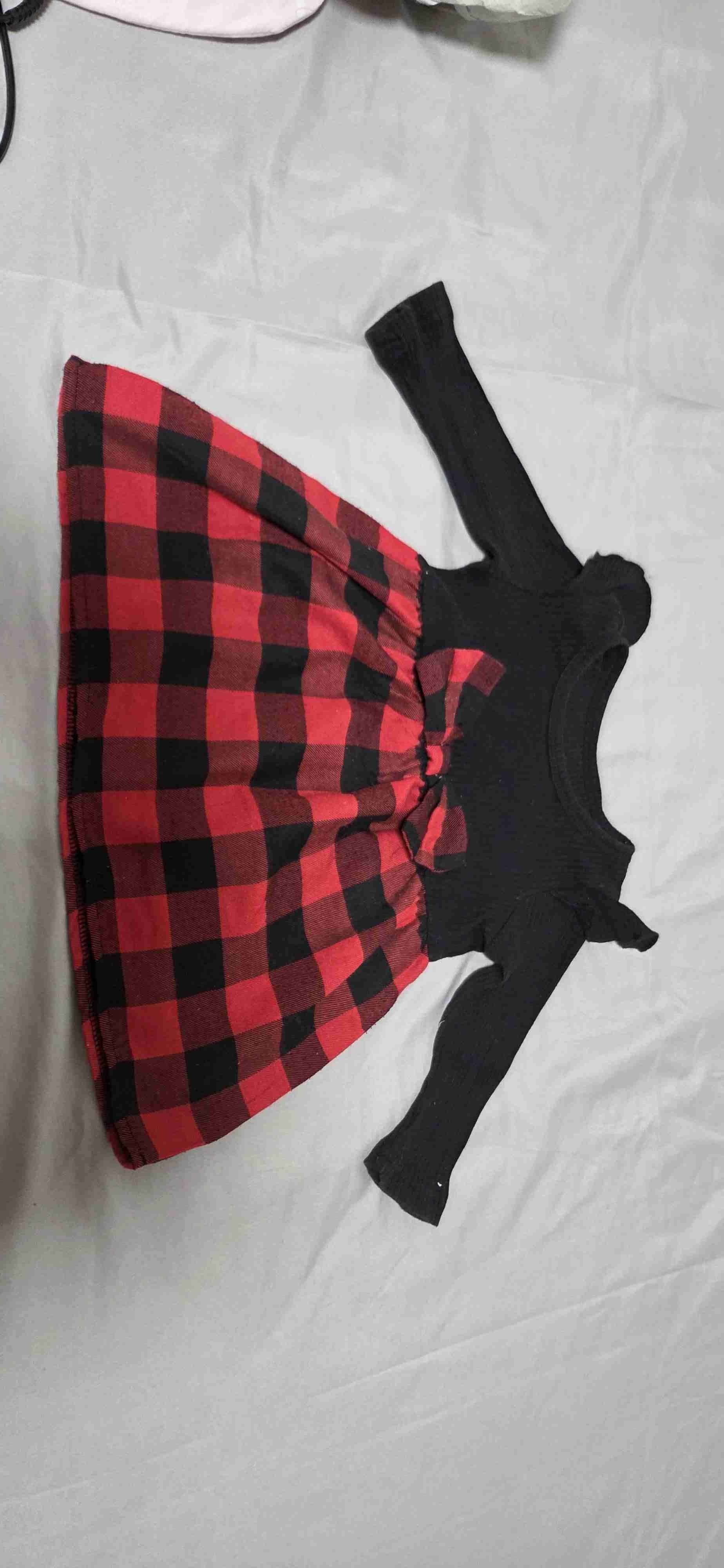 Vestido infantil cuadros rojo y negro - 2