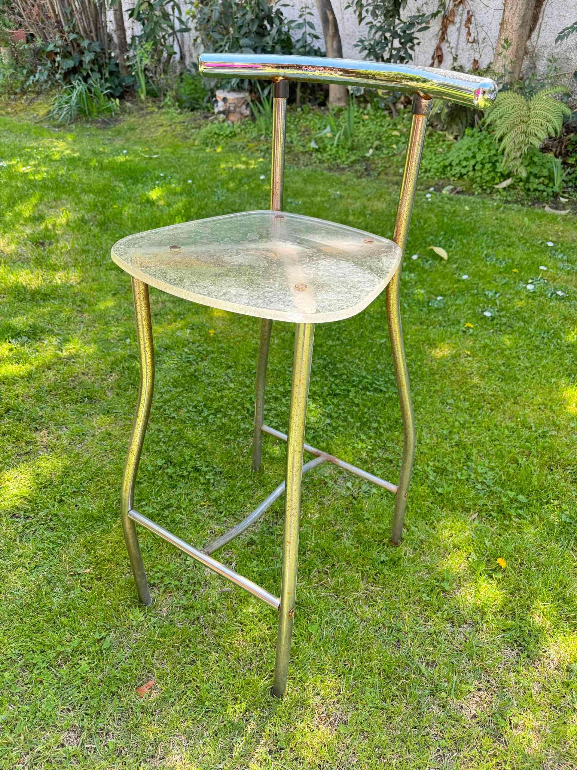 Silla alta metálica plateada - miniatura 2