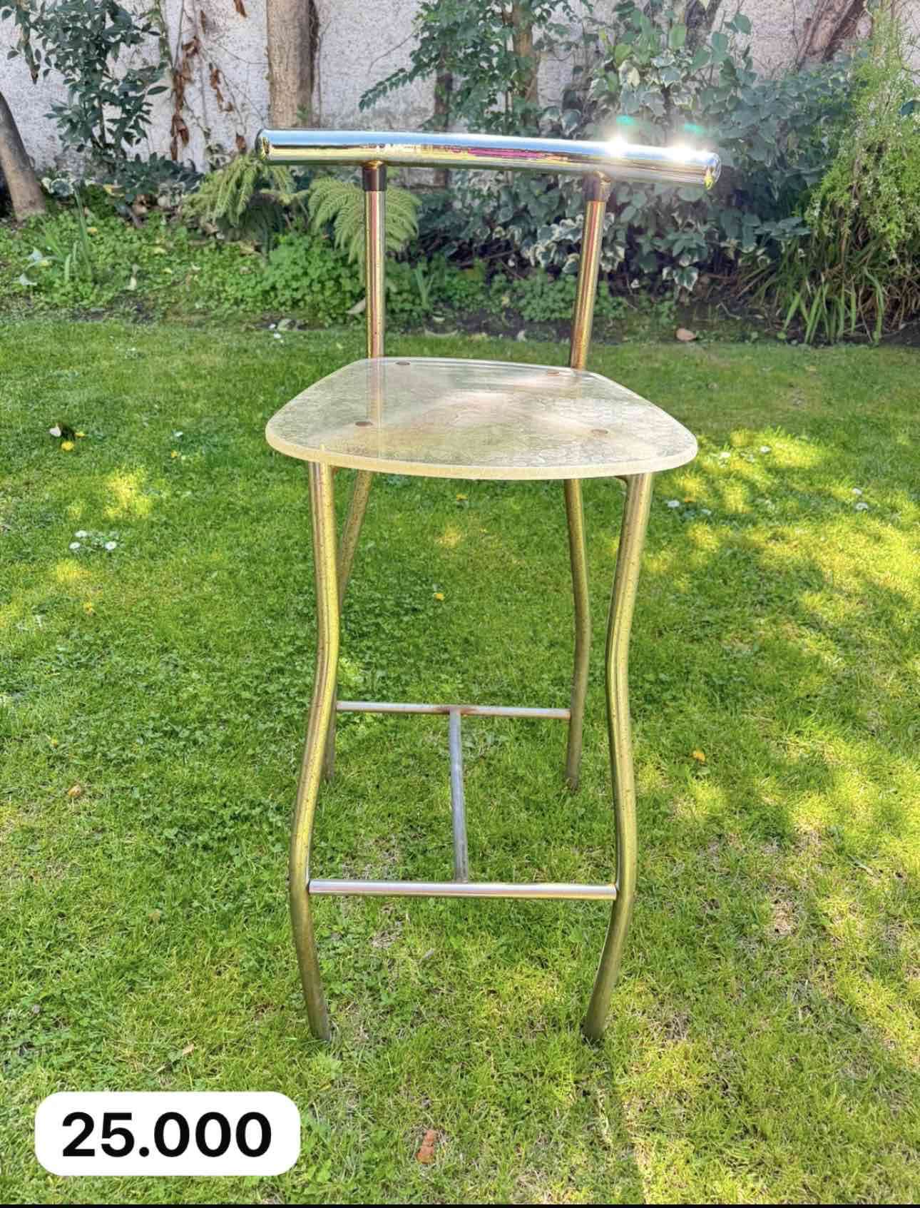 Silla alta metálica plateada - miniatura 4