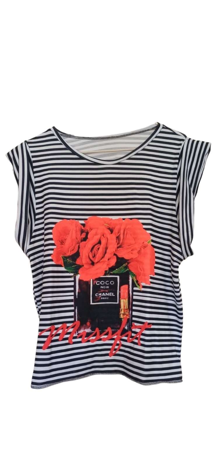 Polera rayada con estampado floral - miniatura 1