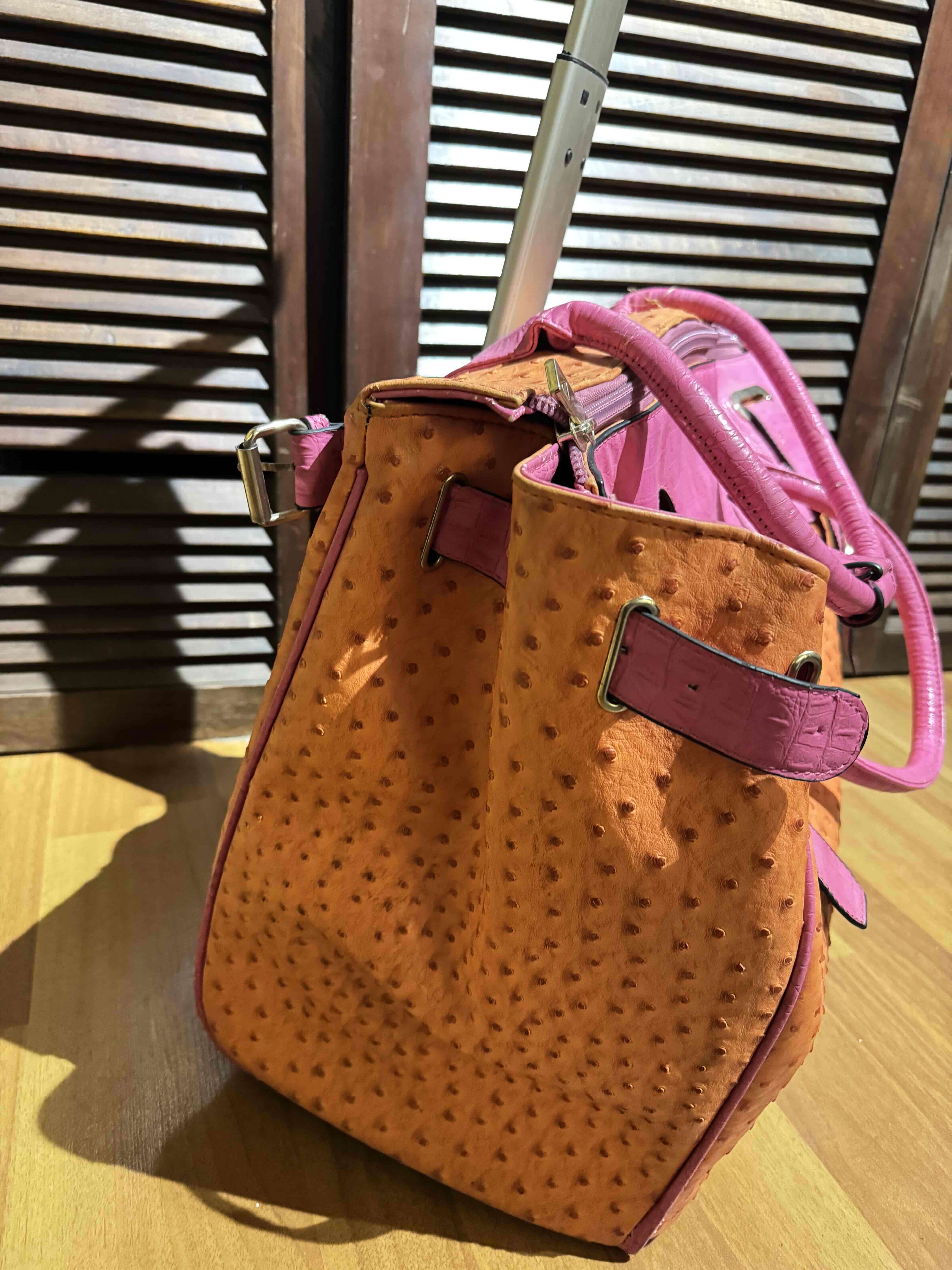 Bolso de mano color rosa y naranja con carro - miniatura 2