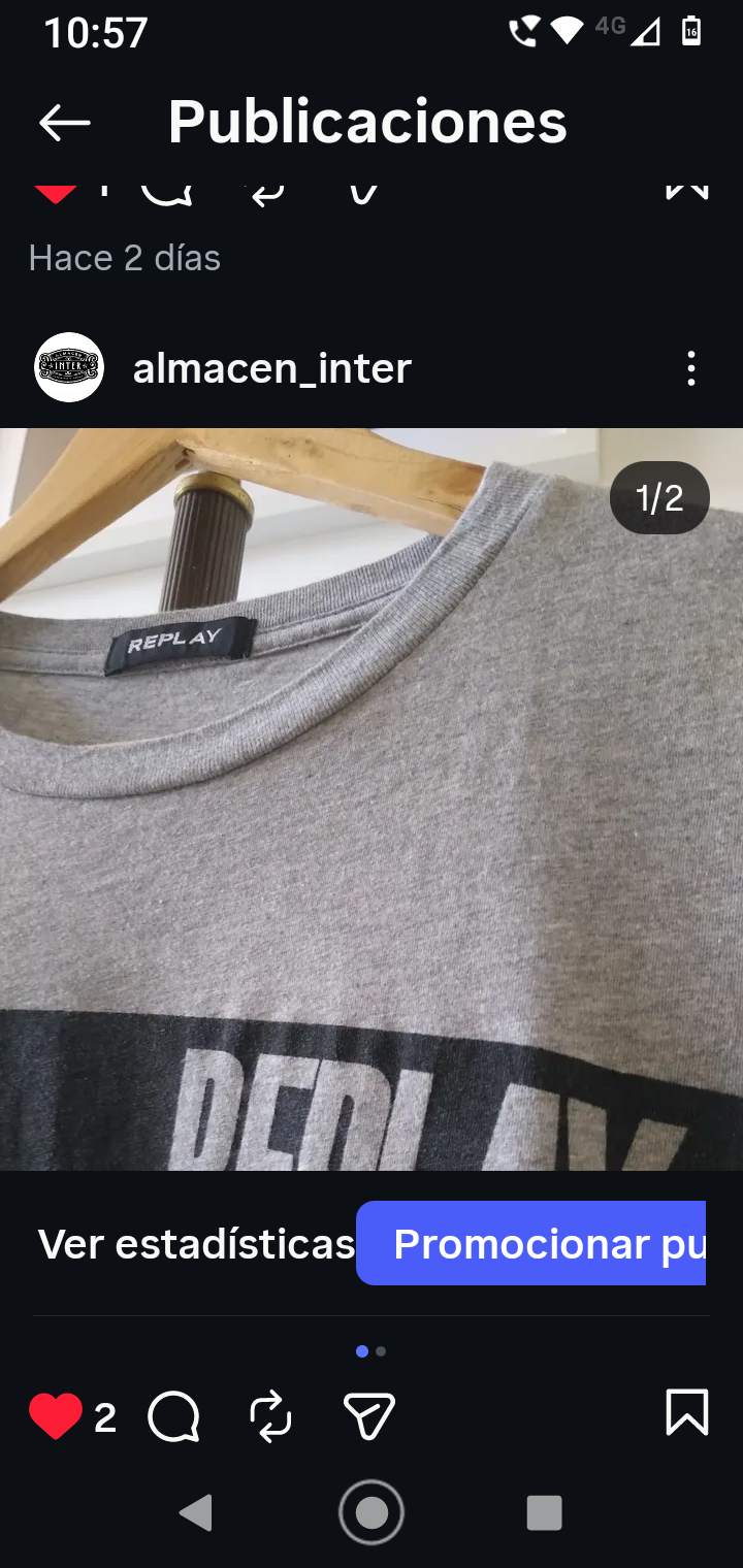 Polera gris Replay unisex - miniatura 4