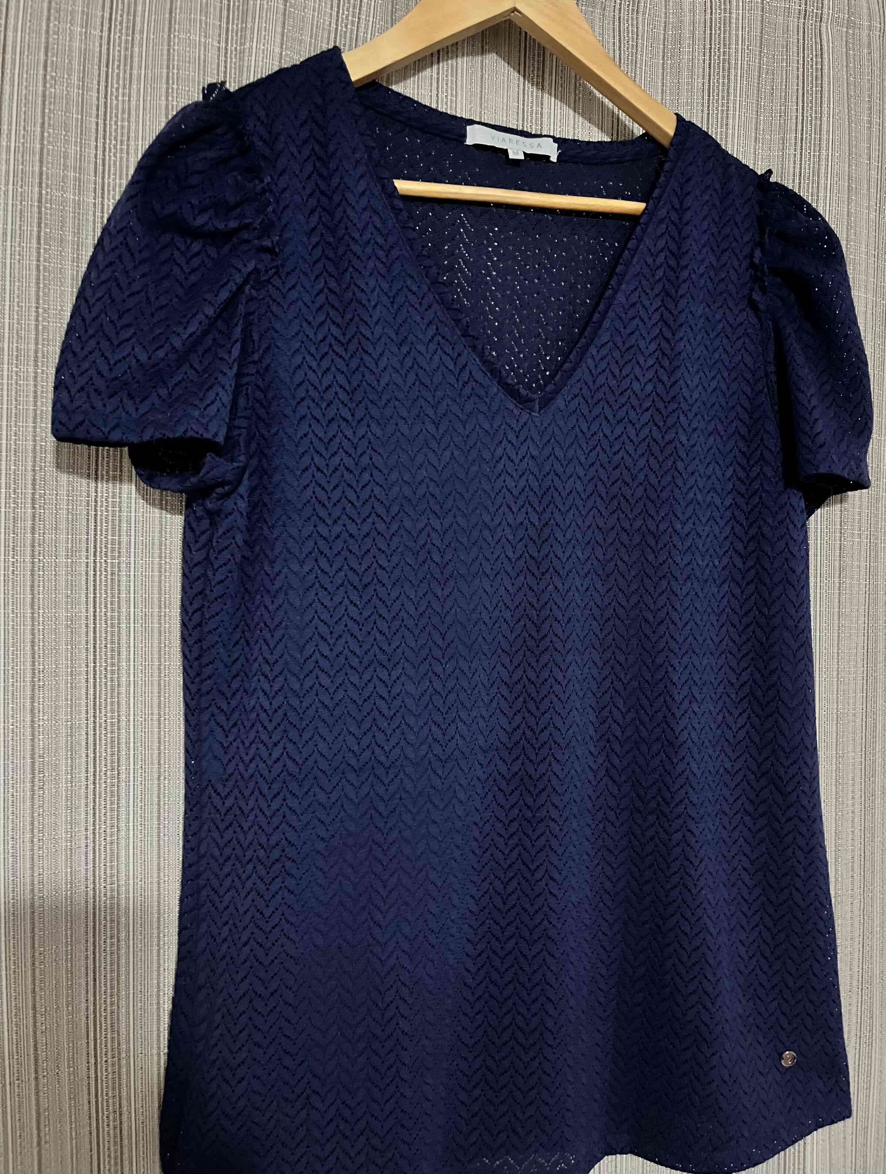 Blusa azul manga corta - 4