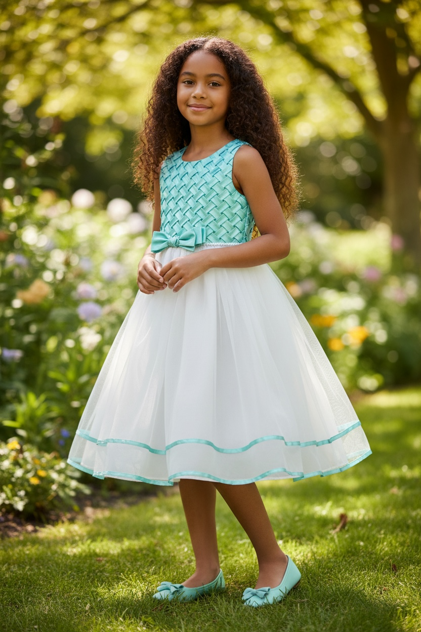 Vestido de niña con zapatos menta - miniatura 2