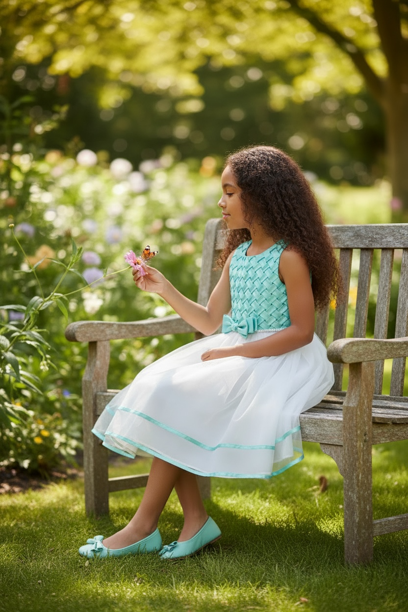 Vestido de niña con zapatos menta - miniatura 3