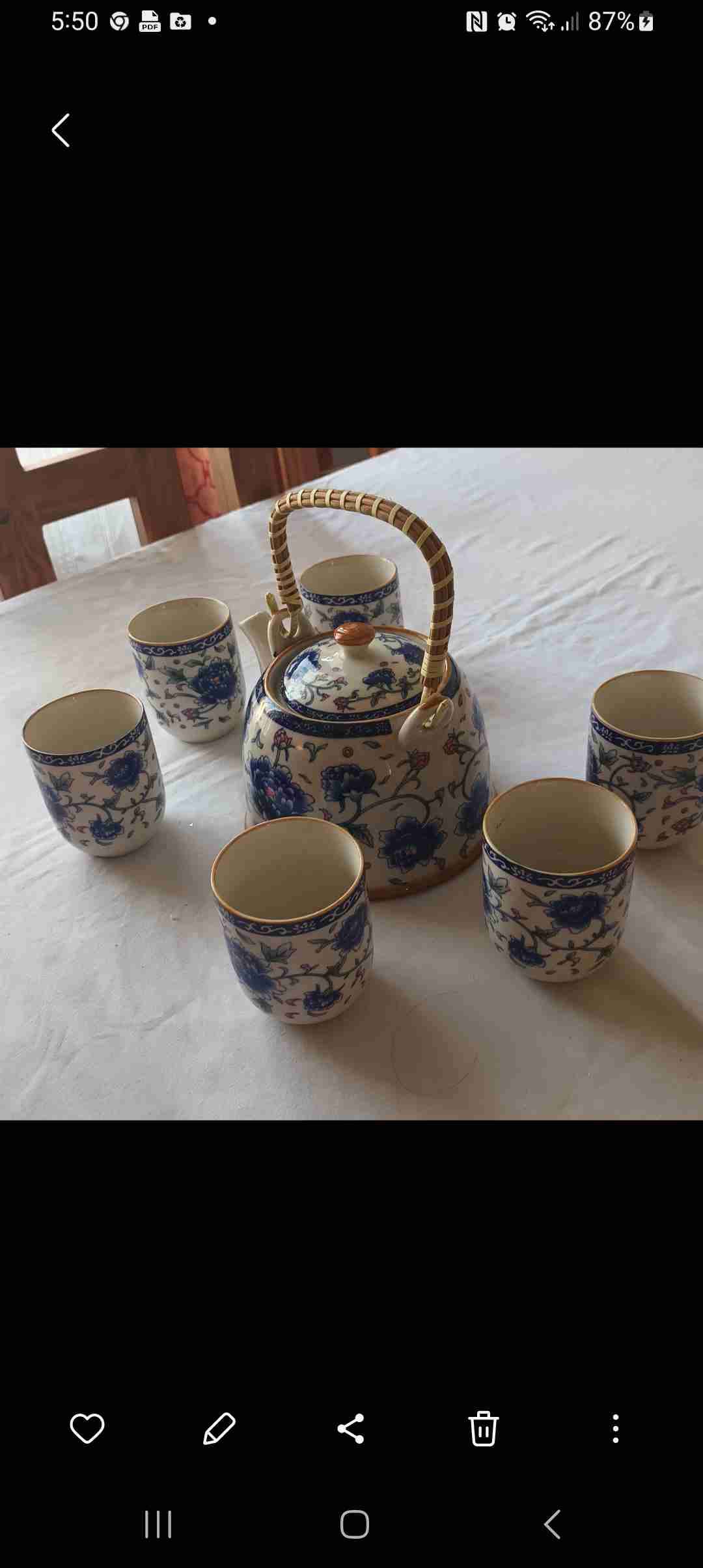 Set de té de cerámica azul - miniatura 2