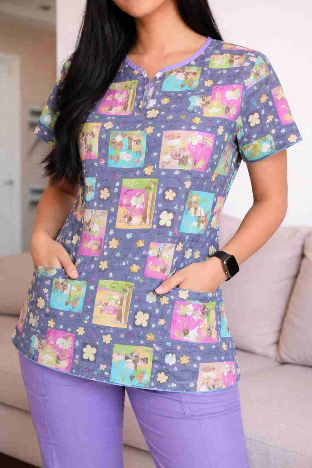 Polera médica lavanda para mujer - miniatura 6