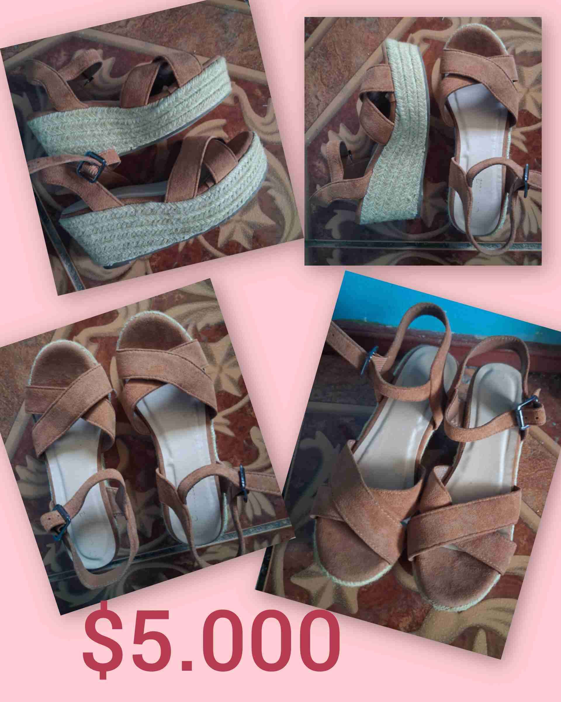 Sandalias plataforma cafe marrón Número 36