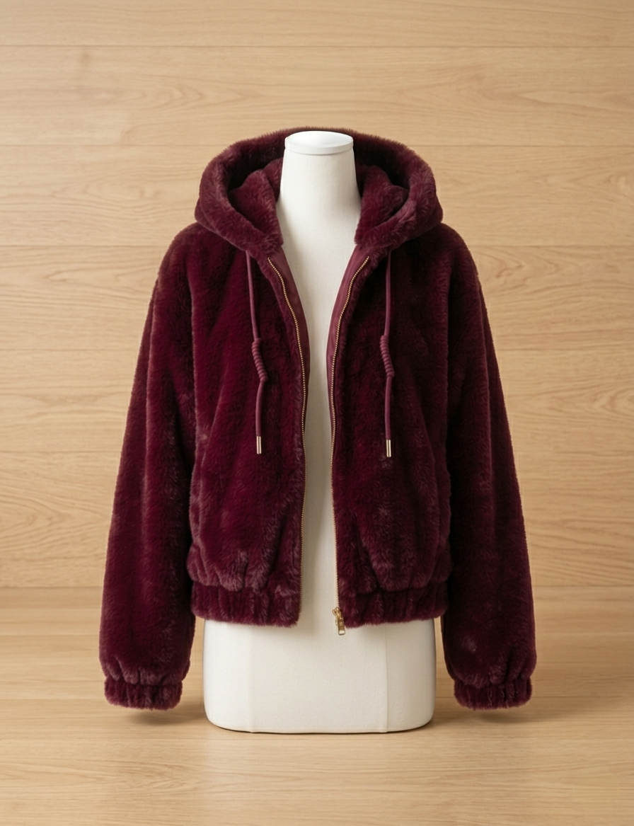 Chaqueta de felpa burdeos
