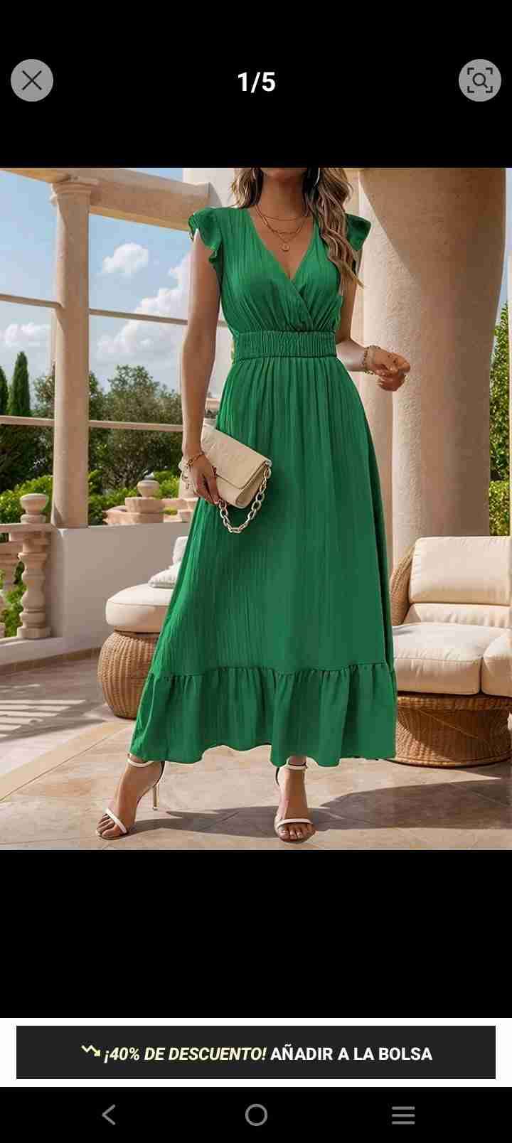 Vestido largo verde elegante - 1