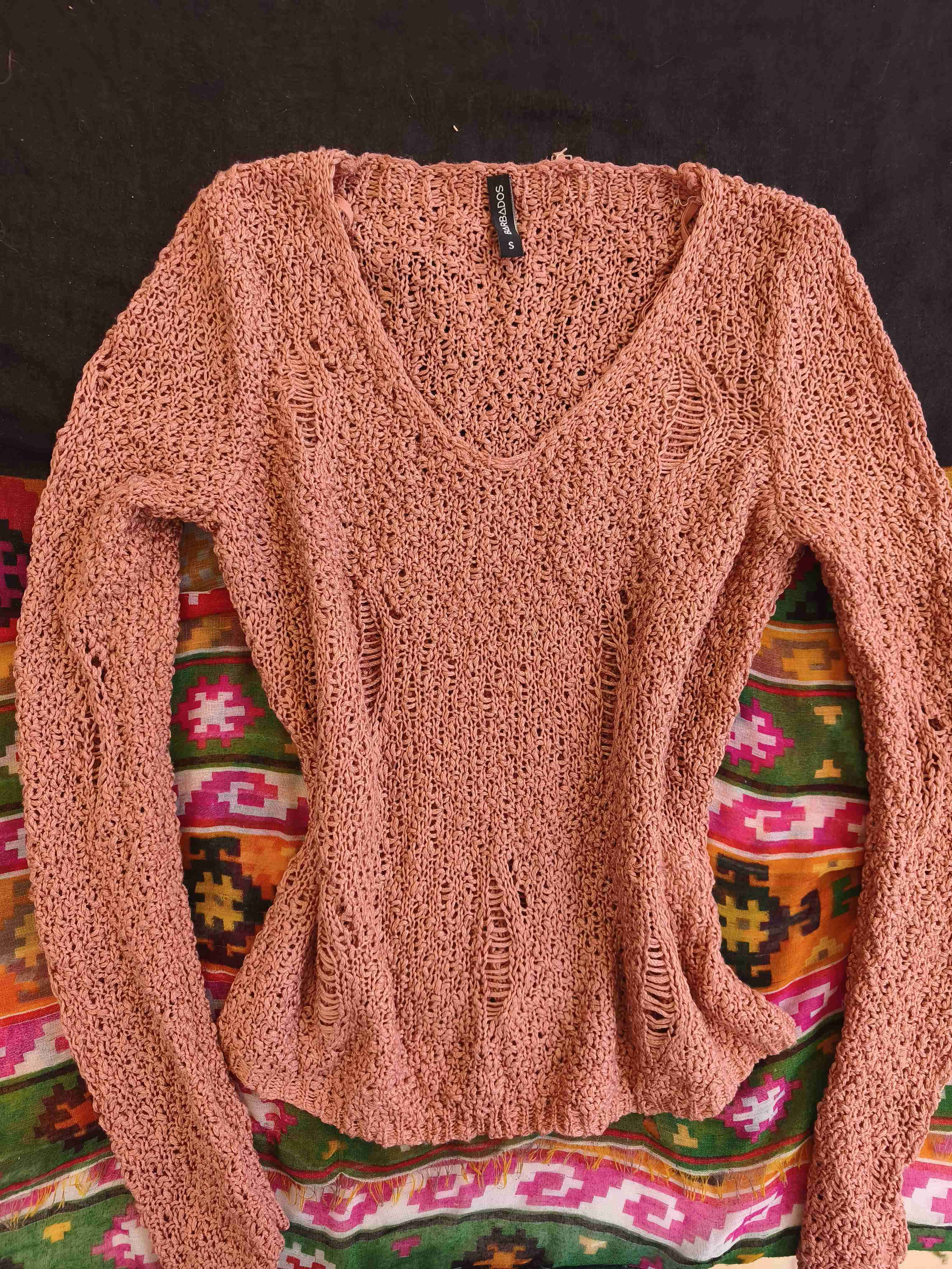 Suéter tejido rosa - 1