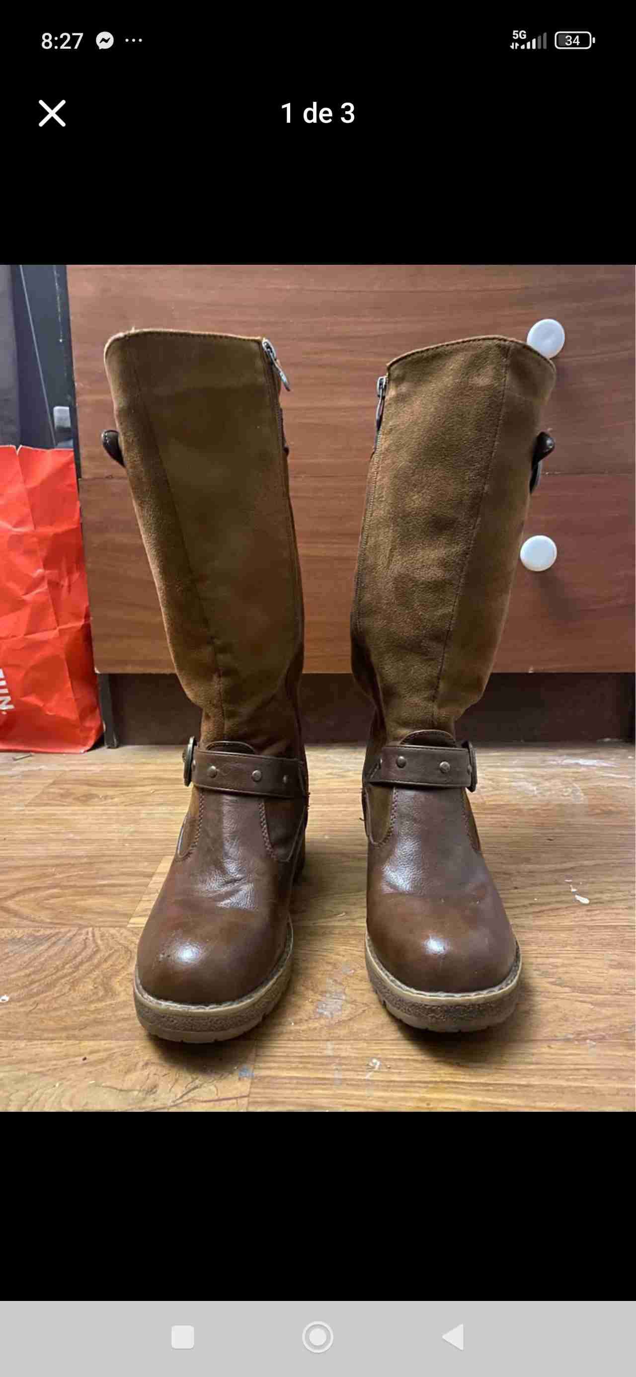 Botas altas de cuero marrón - miniatura 1