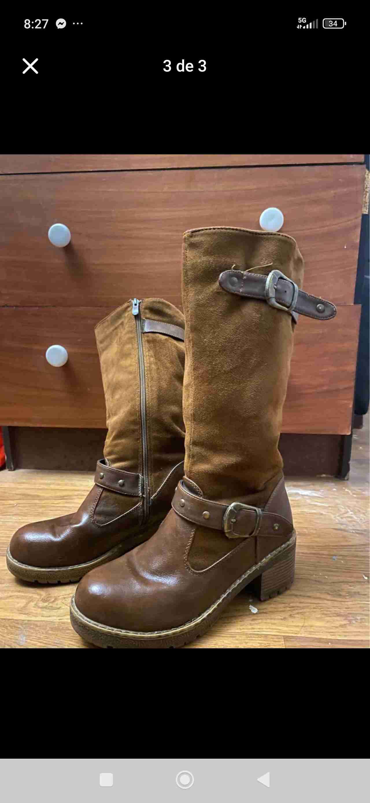 Botas altas de cuero marrón - miniatura 2