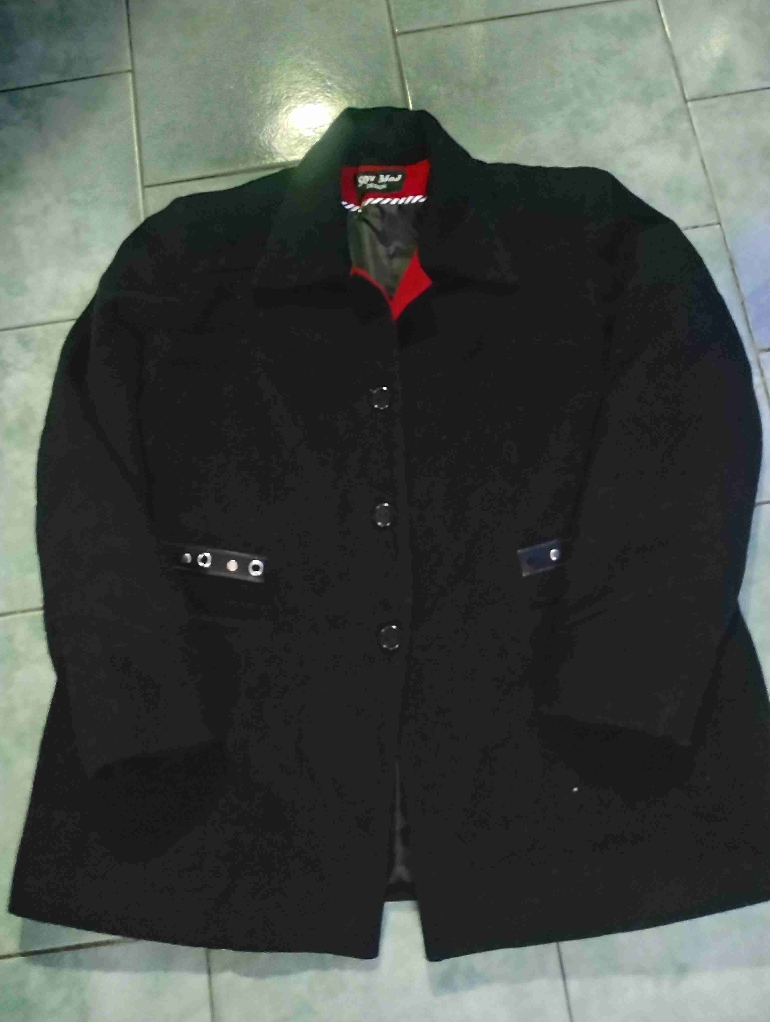 Abrigo con capucha tejido negro - miniatura 2