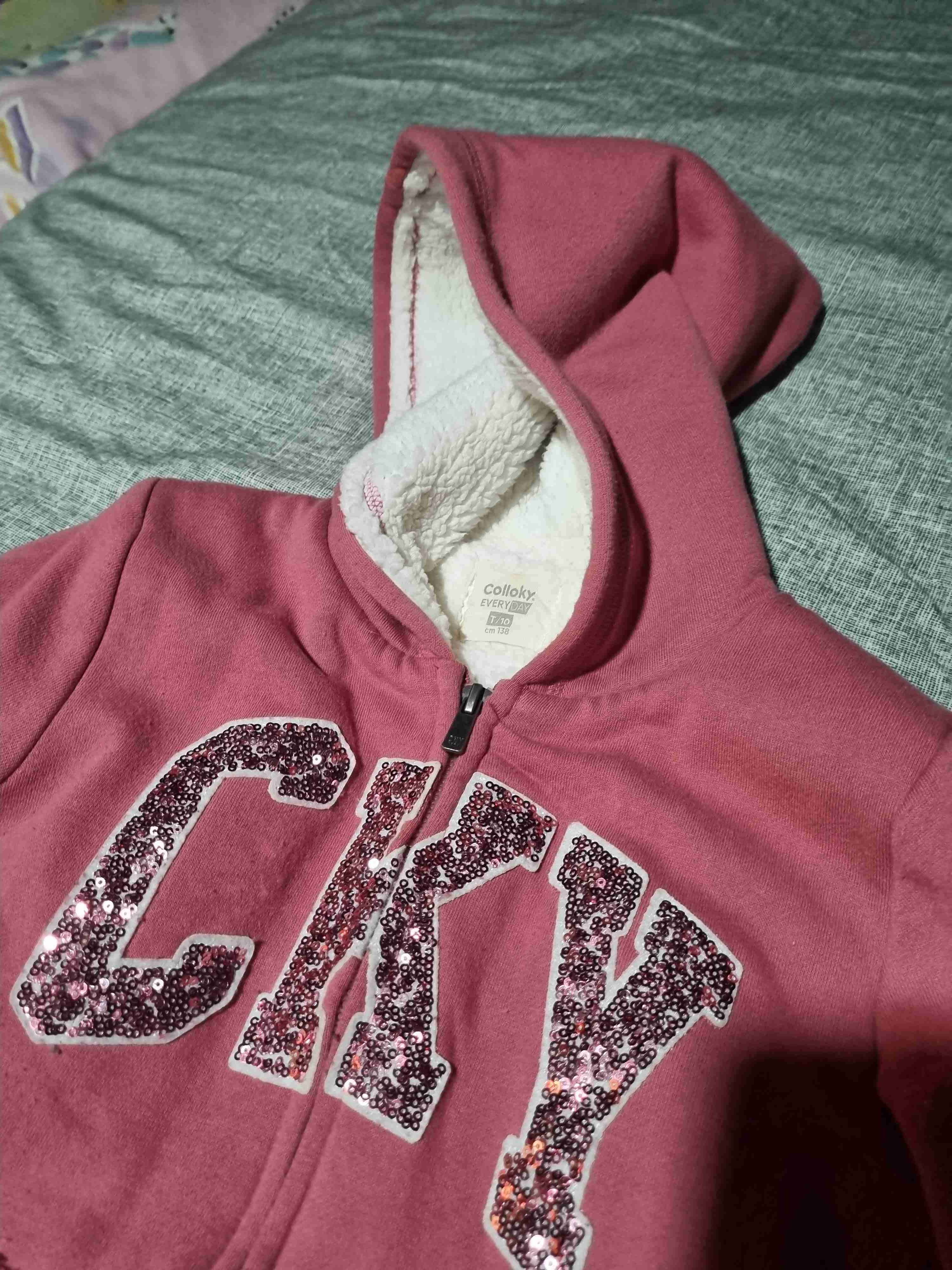 Polerones Cky niña con capucha rosado estampado - 2