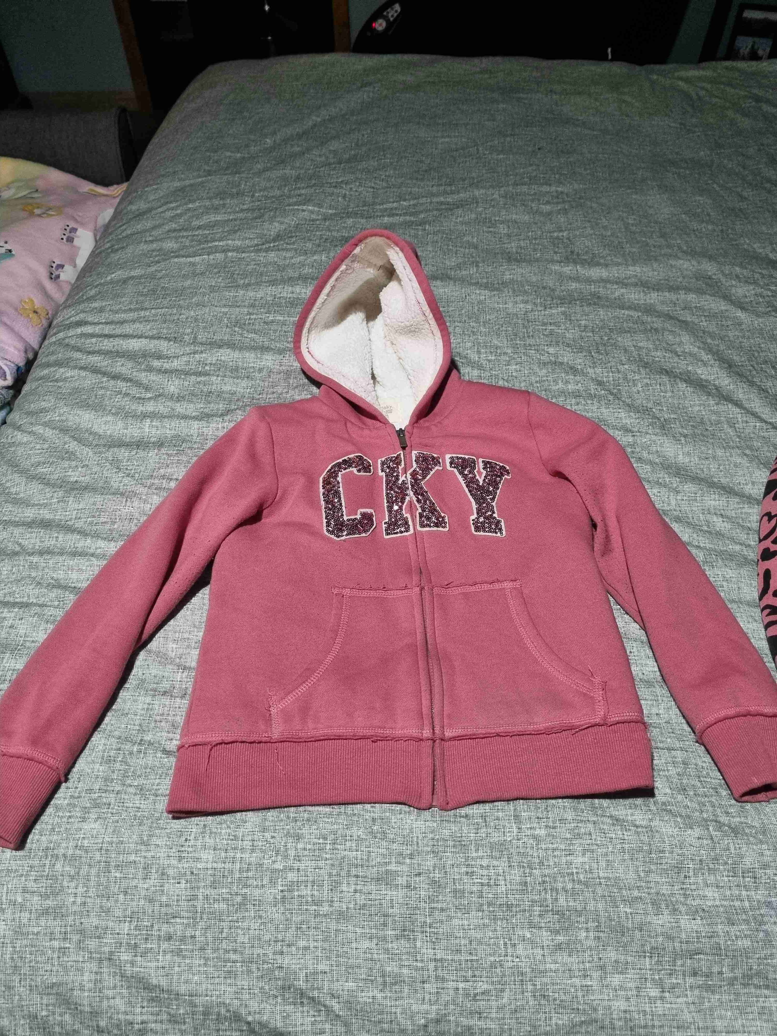 Polerones Cky niña con capucha rosado estampado - 3