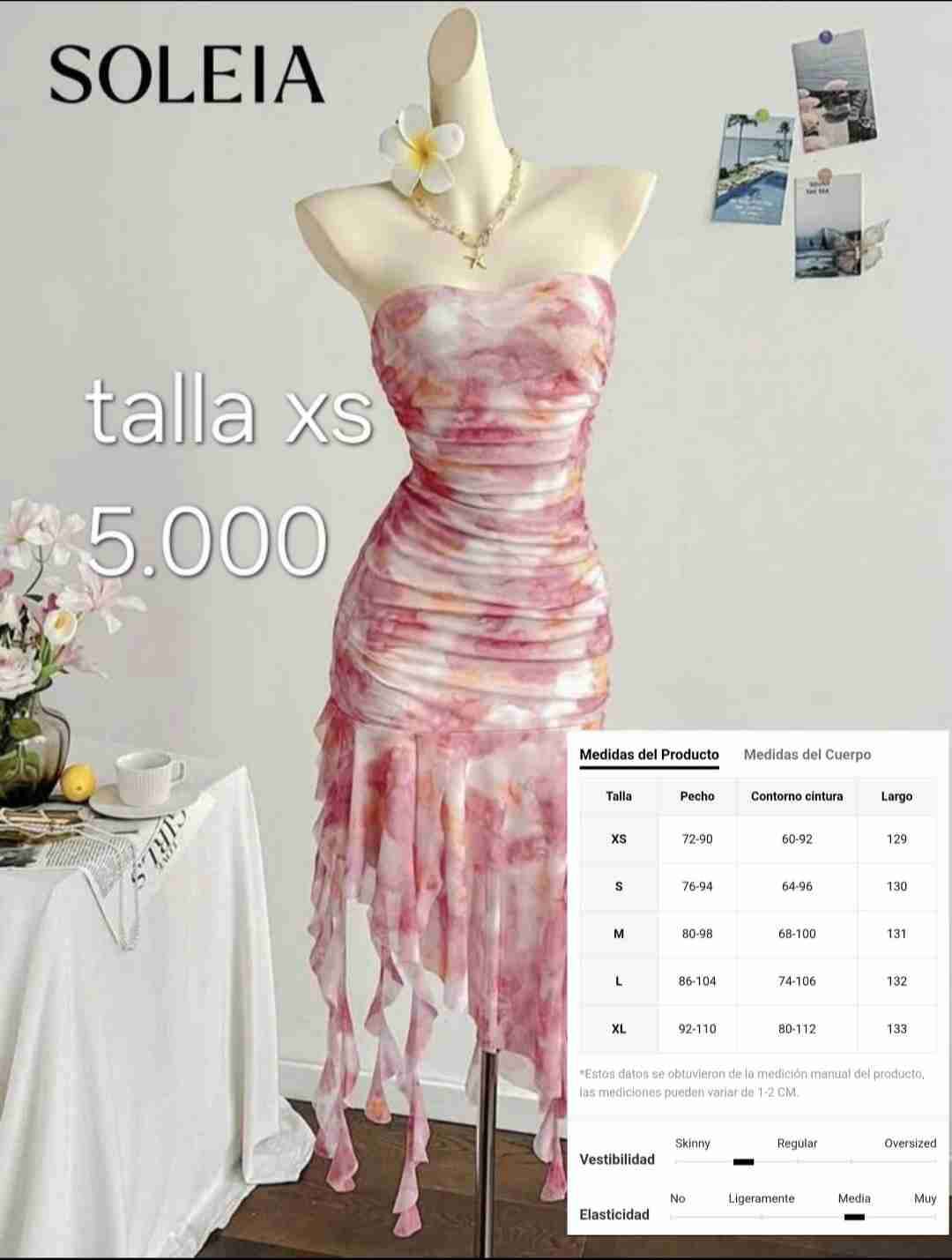 Vestido strapless Soleia colorido shein rosa