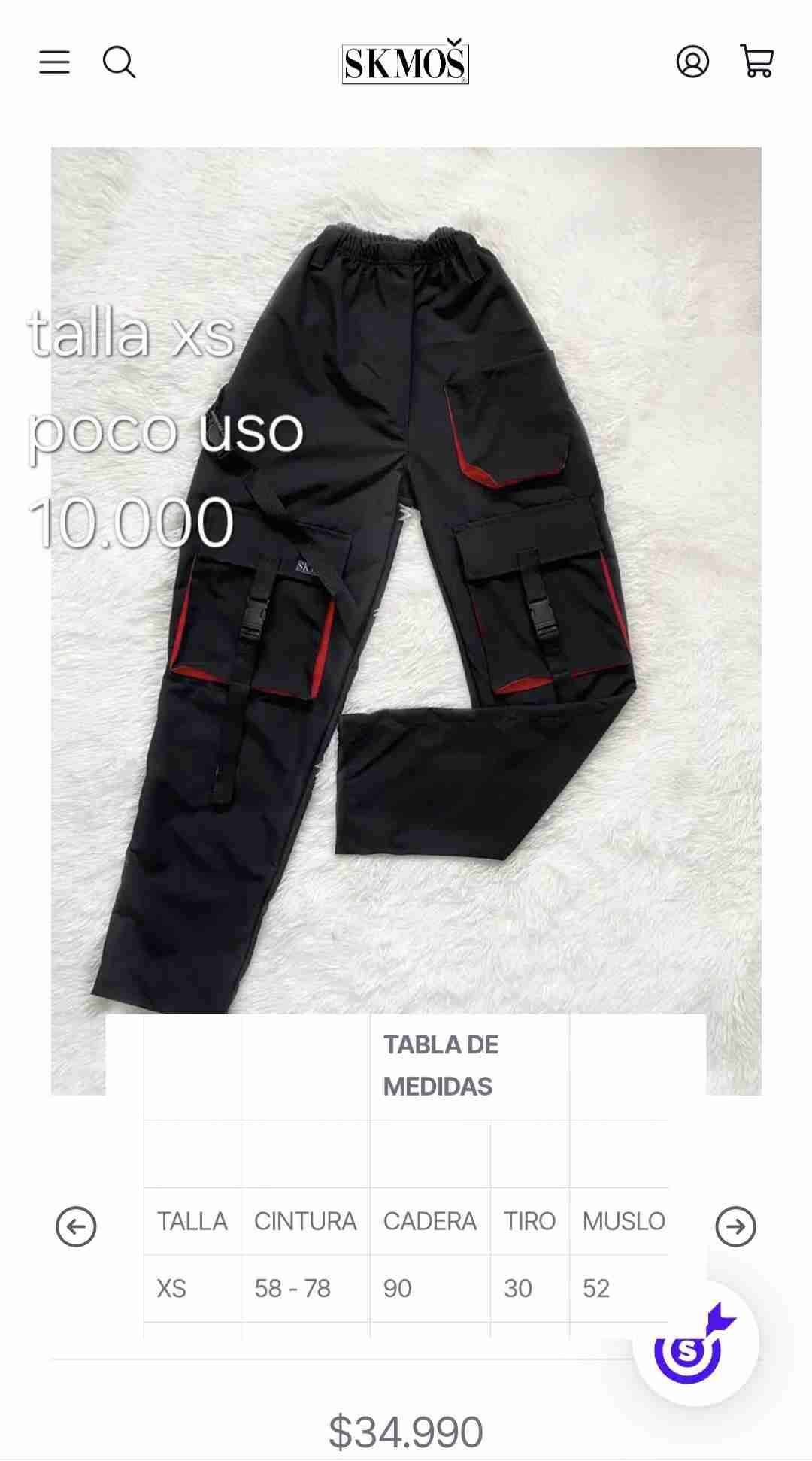 Pantalones cargo negros talla XS SKMOS