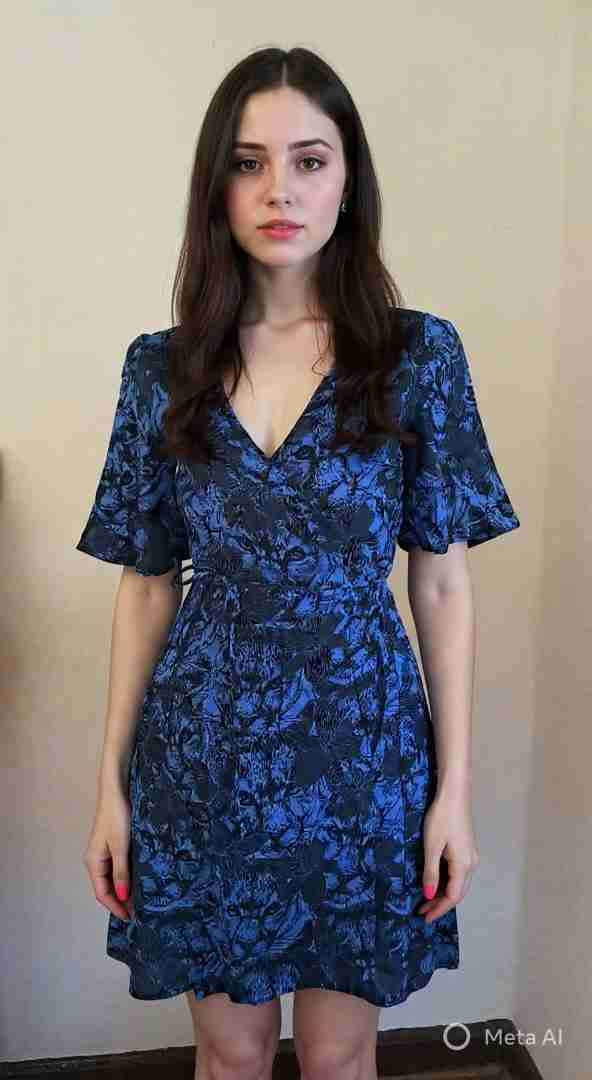 Vestido azul con estampado floral