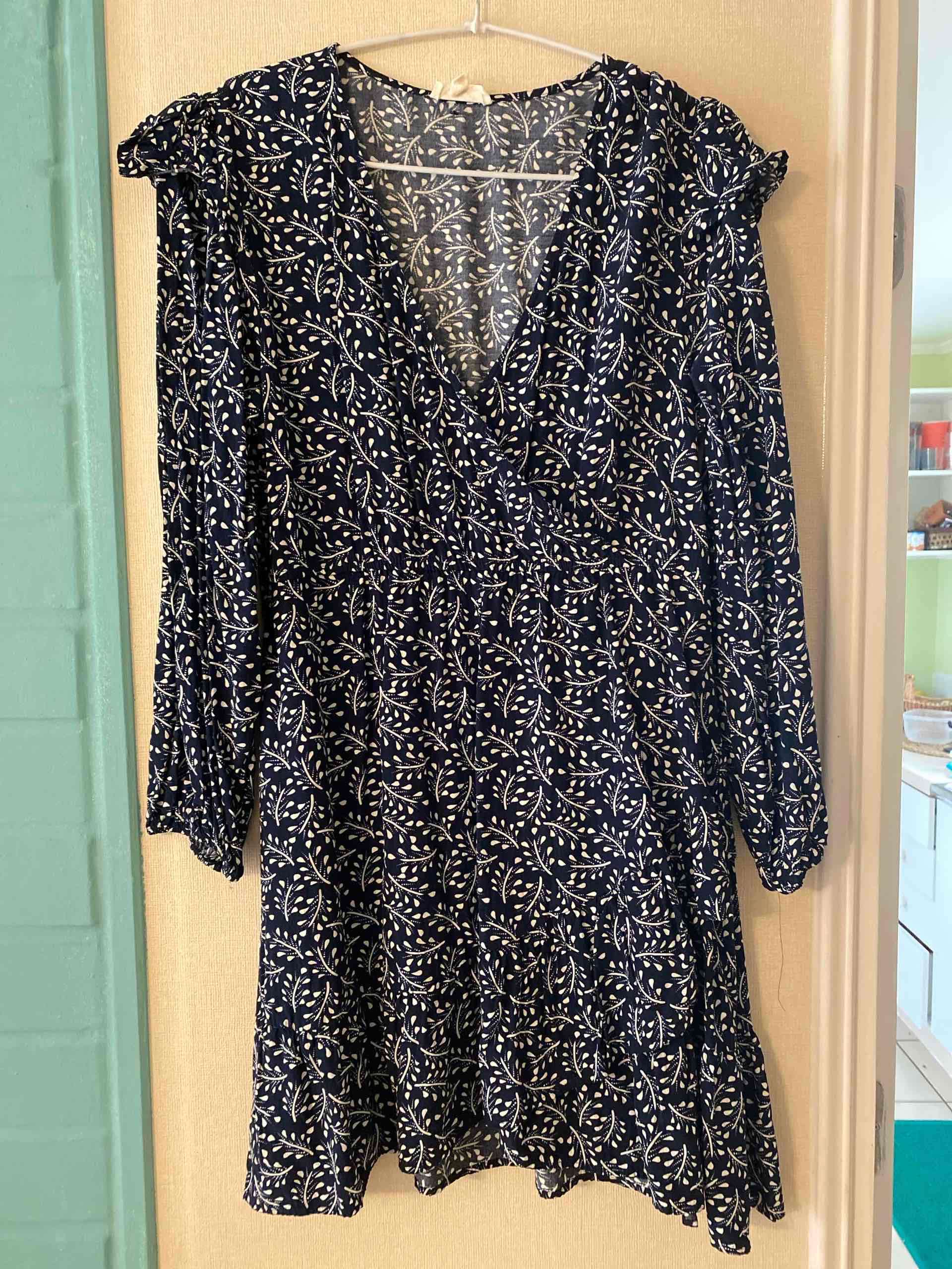 Vestido azul estampado hojas - miniatura 1