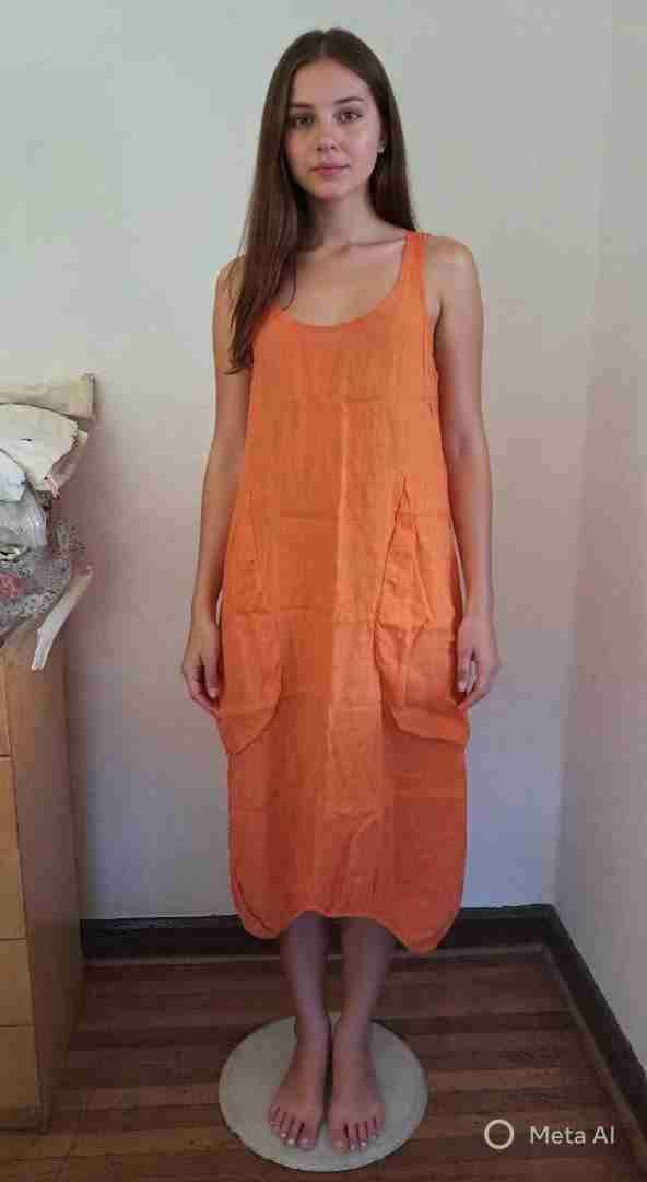 Vestido naranja de lino italiano - 1