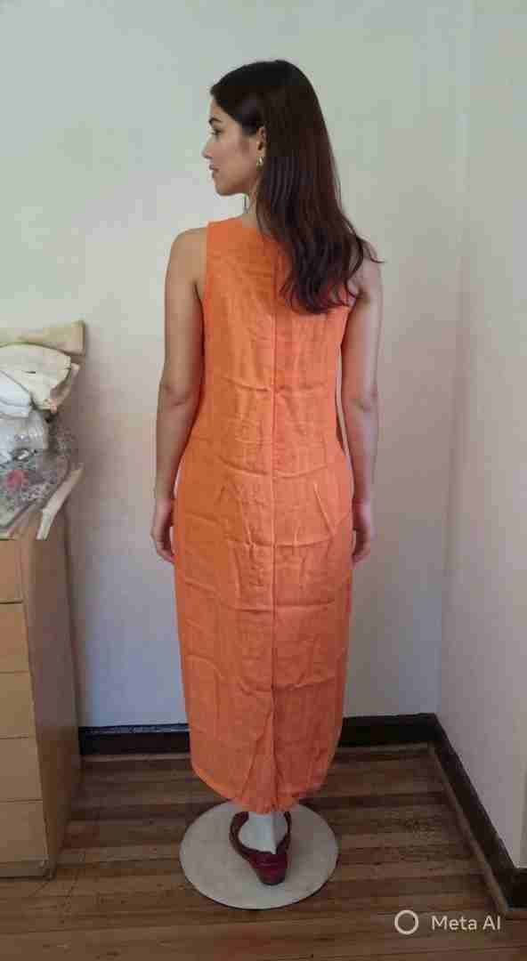 Vestido naranja de lino italiano - 2