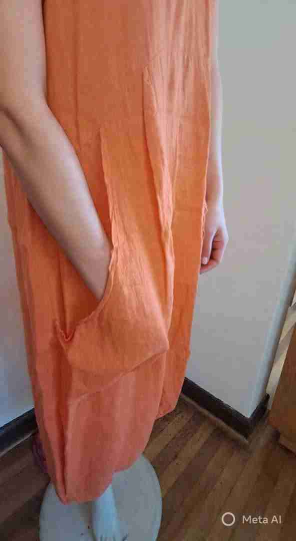 Vestido naranja de lino italiano - 3