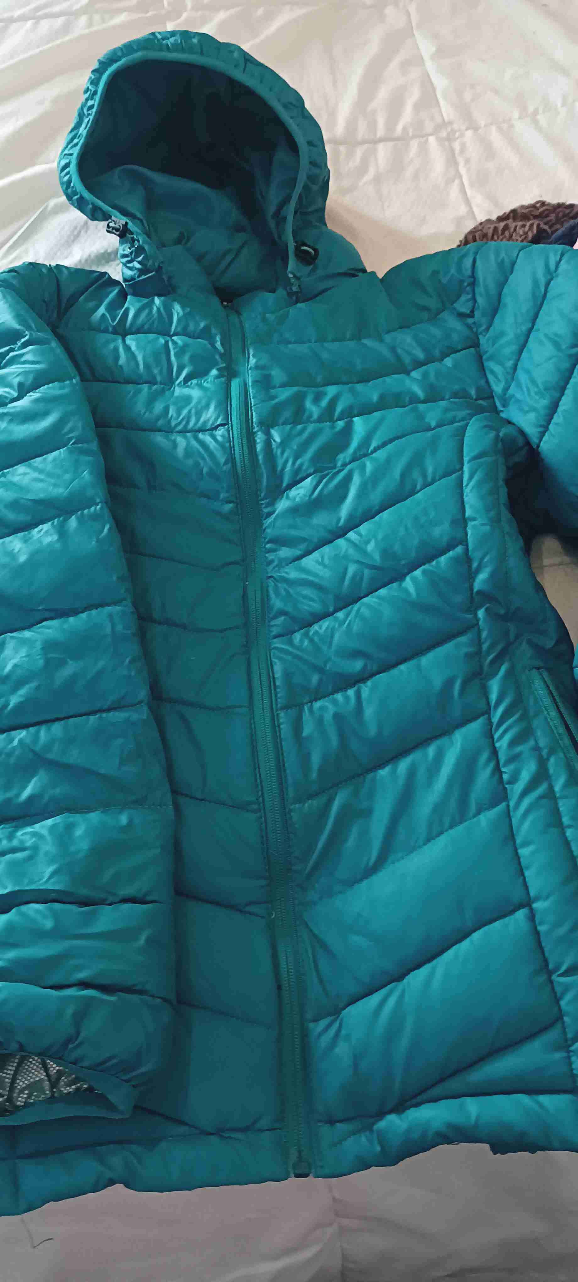 Parka acolchada turquesa con capucha - 1