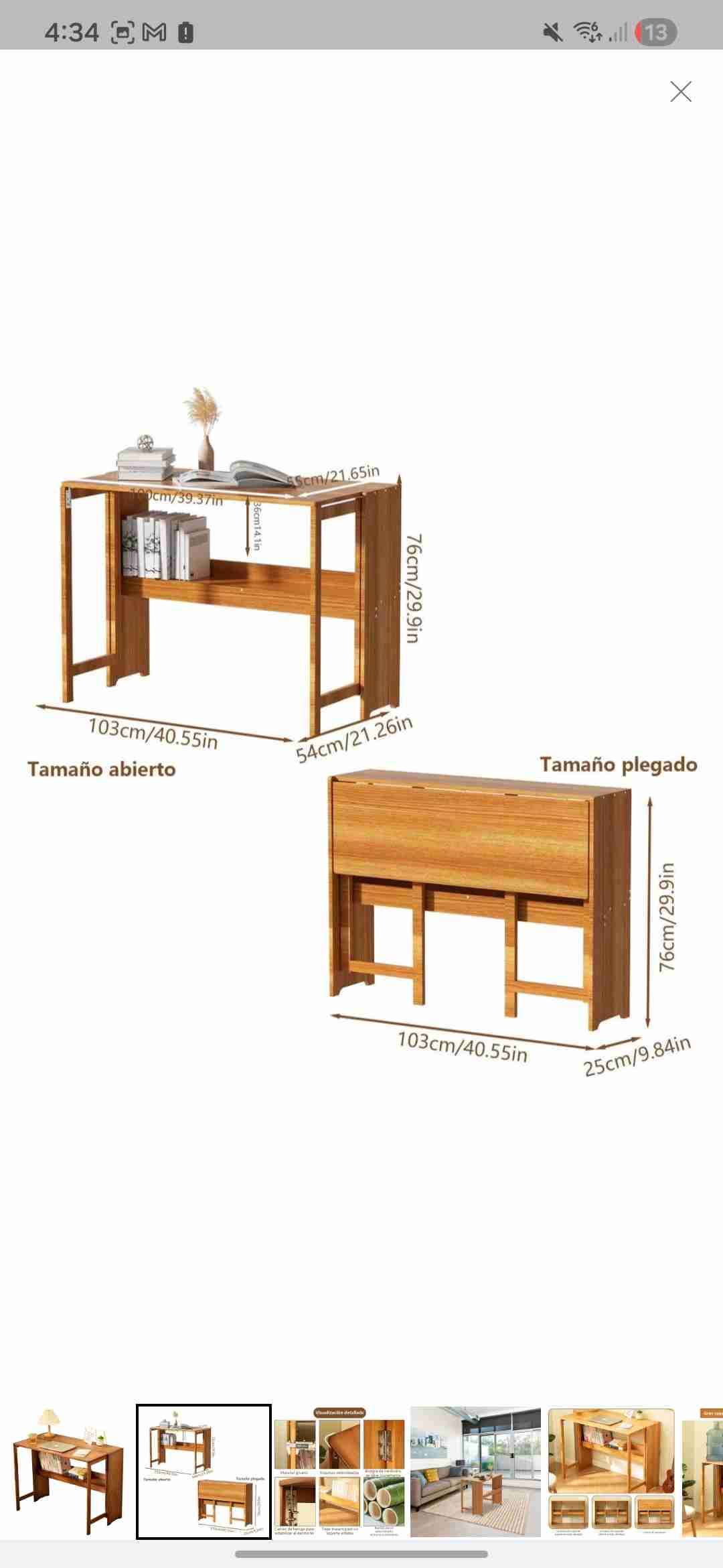Escritorio plegable con almacenamiento - 3