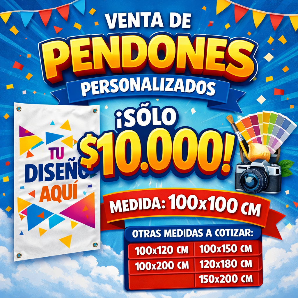 Pendones personalizados 100x100 cm