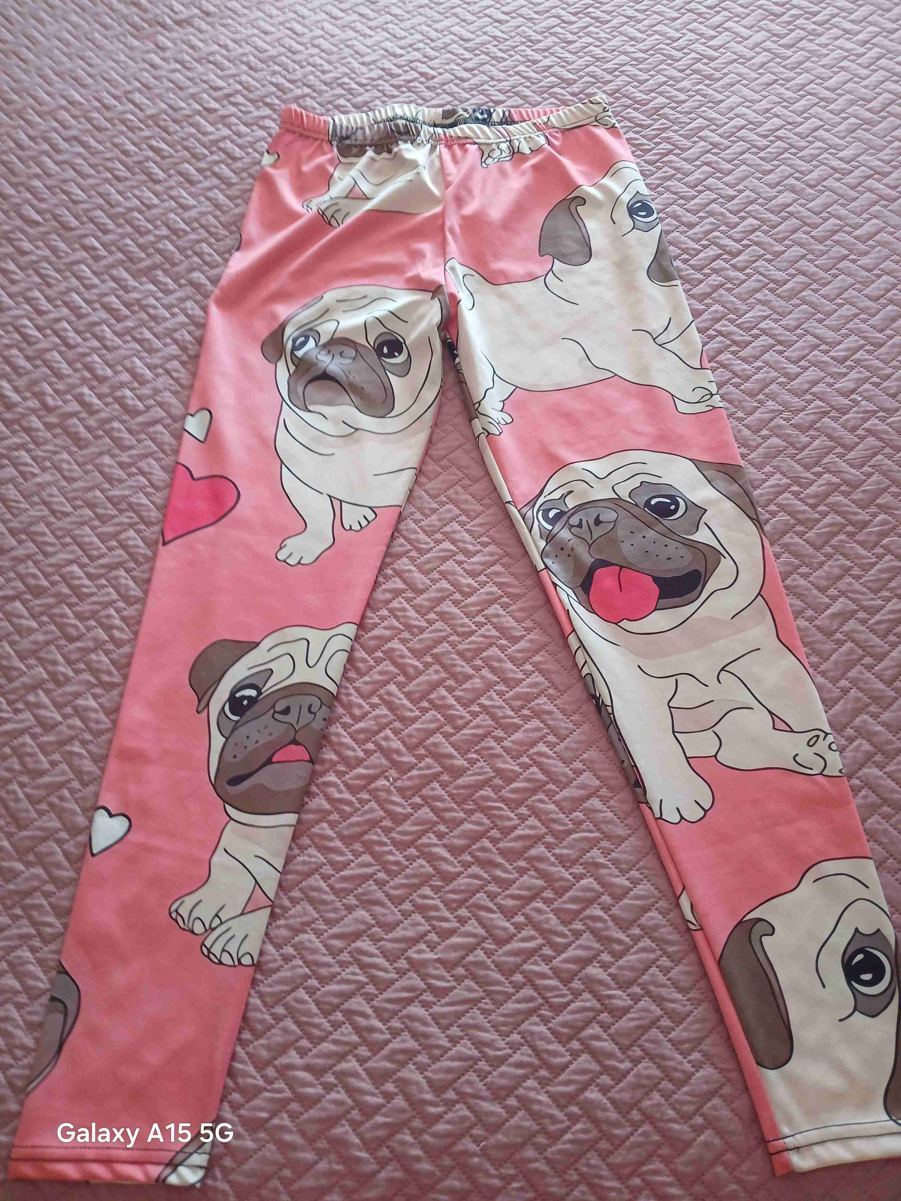 Leggings rosas con estampado de perros - 1