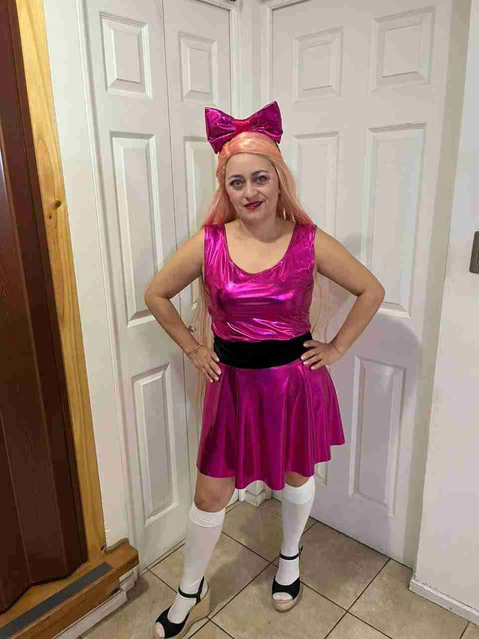 Disfraz Bombón mujer rosado con moño - miniatura 1