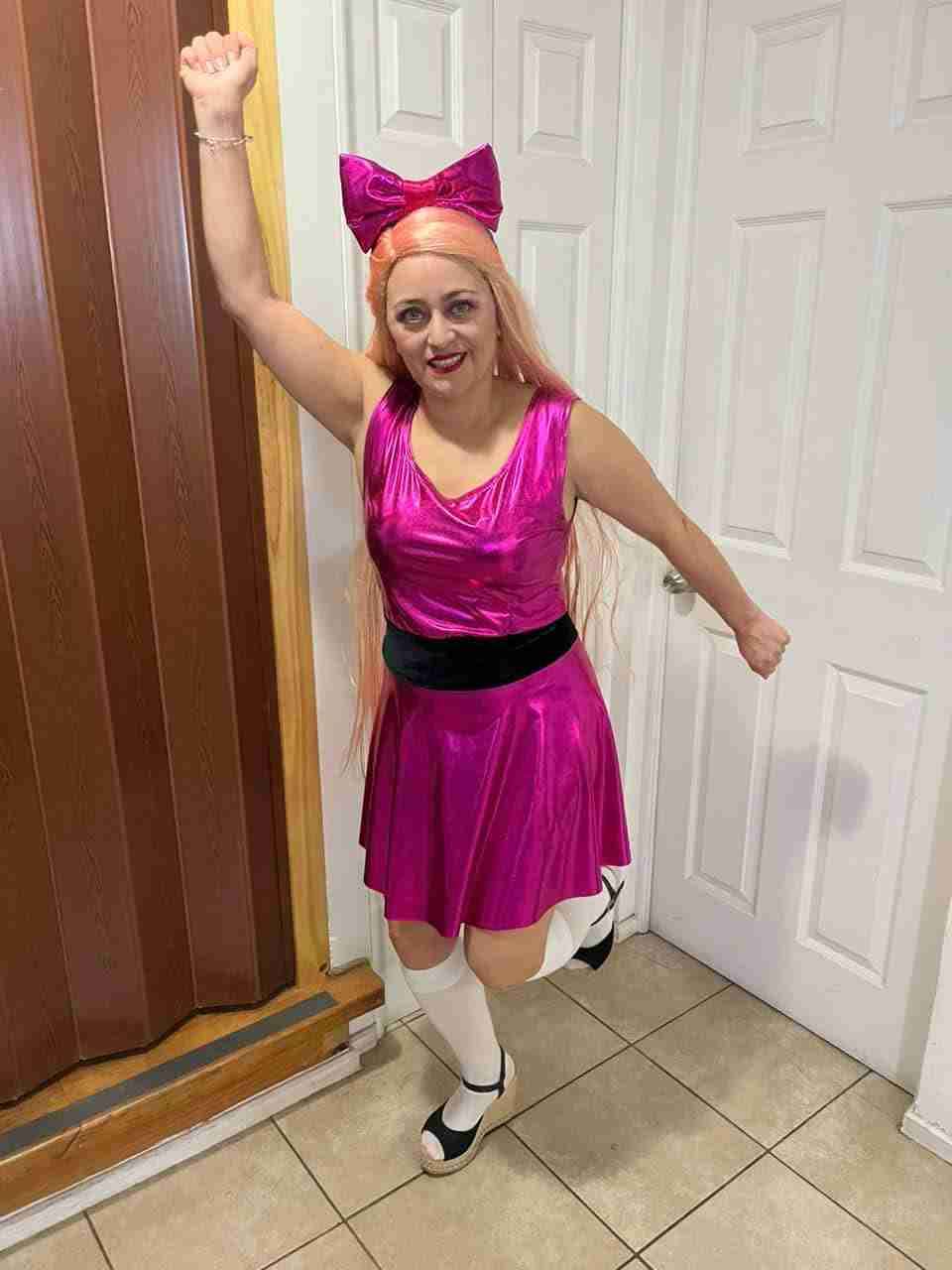 Disfraz Bombón mujer rosado con moño - miniatura 2