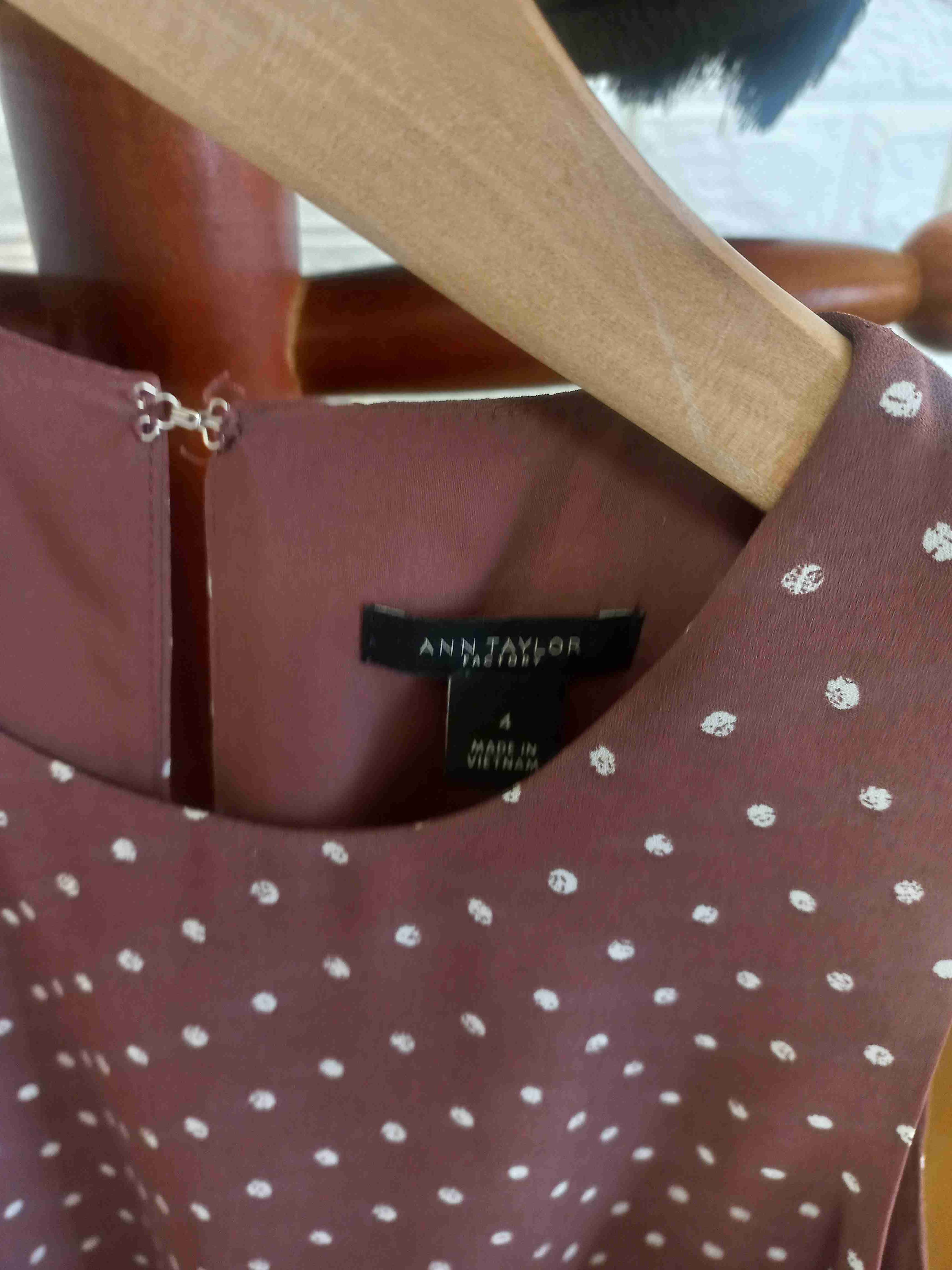 Vestido color chocolate suavecon lunares blancos - miniatura 3